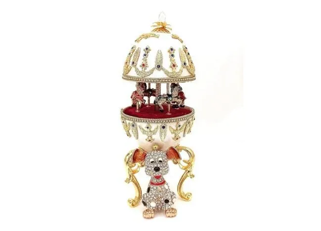 2005 One Of a Kind Faberge Egg style Faberge Dog Lover Gifts Faberge egg Musical Carousel Horse 24k GOLD Handmade Fabergé Egg 21st Birthday