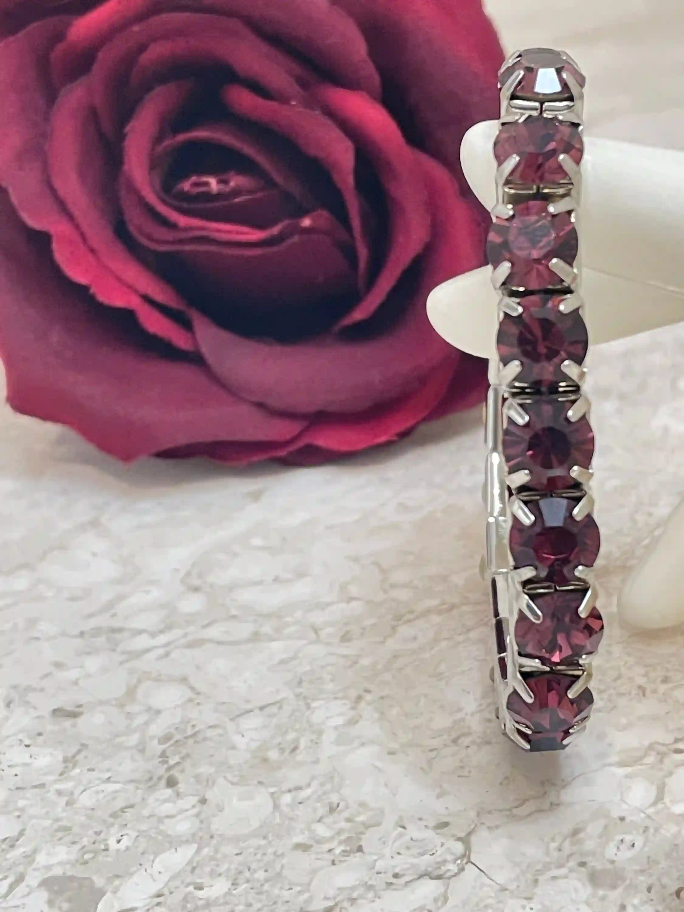 Silver Amethyst Bracelet Tennis Bracelet Gemstone Bracelet Amethyst Jewelry June Birthstone Bracelet Dainty Bracelet Amethyst Gift for her 