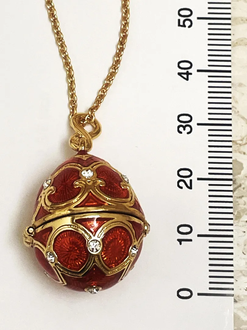 Unique Fabergé Egg Necklace Jewelry: Austrian Crystal Diamond Fabergé Egg Pendant Handmade Jewelry 18k Silver Jewelry by Pierre Lorren.