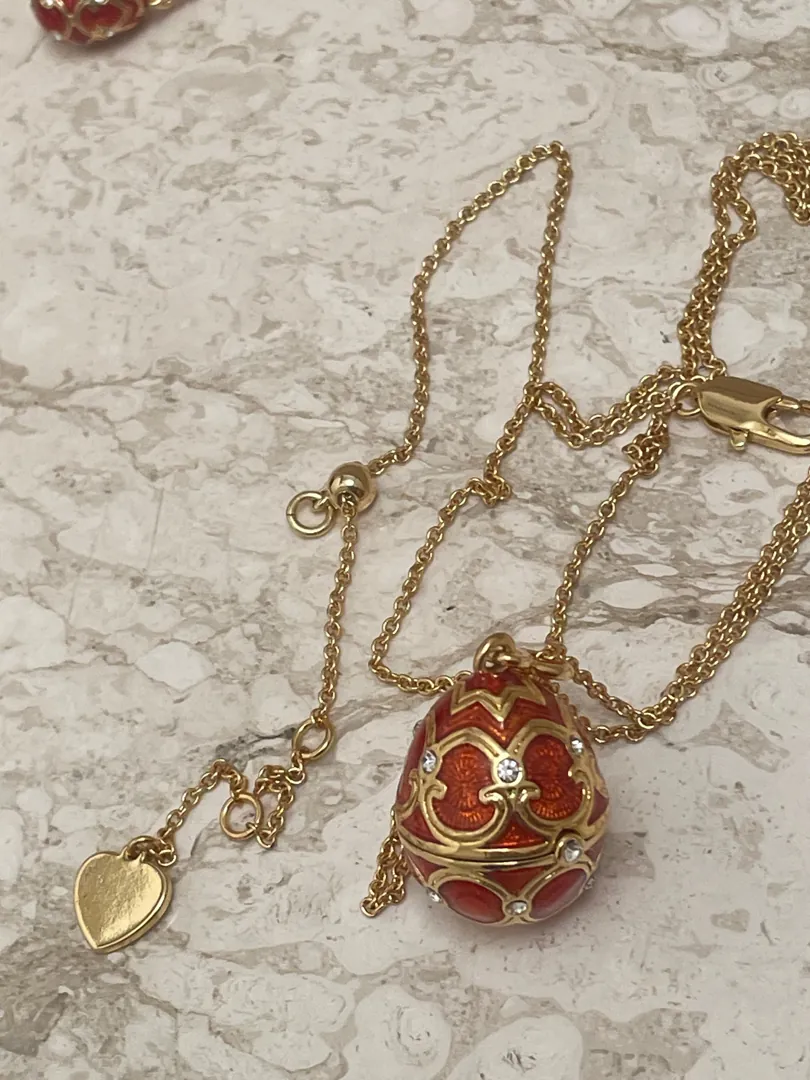 Unique Fabergé Egg Necklace Jewelry: Austrian Crystal Diamond Fabergé Egg Pendant Handmade Jewelry 18k Silver Jewelry by Pierre Lorren.