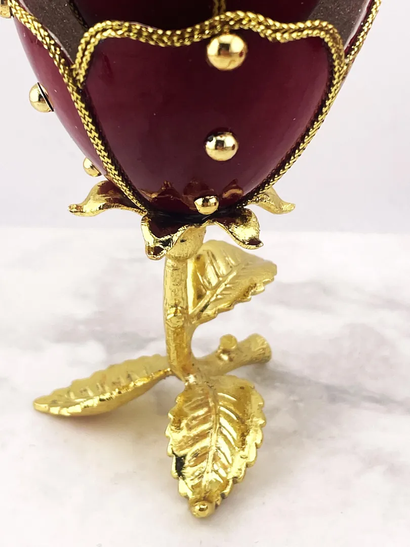 1980 One of a Kind Faberge Egg Ring Holder Faberge Style Egg - Faberge Pendant Necklace Set 18th Birthday Anniversary Gift Faberge Love Rose