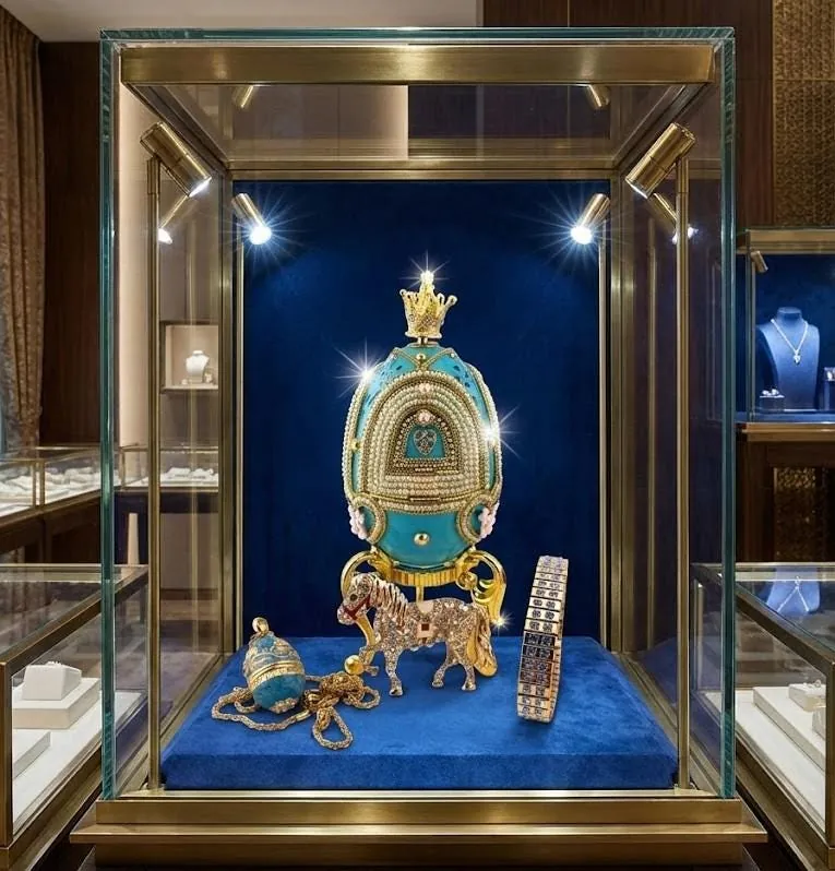 2005 Vintage Faberge Egg Music Box - Faberge Style Egg - Faberge Pendant Necklace Set 21st Birthday Anniversary Gift Fabergé Horse Carousel
