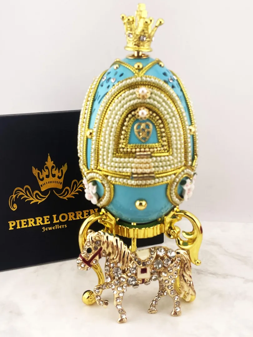 2005 Vintage Faberge Egg Music Box - Faberge Style Egg - Faberge Pendant Necklace Set 21st Birthday Anniversary Gift Fabergé Horse Carousel