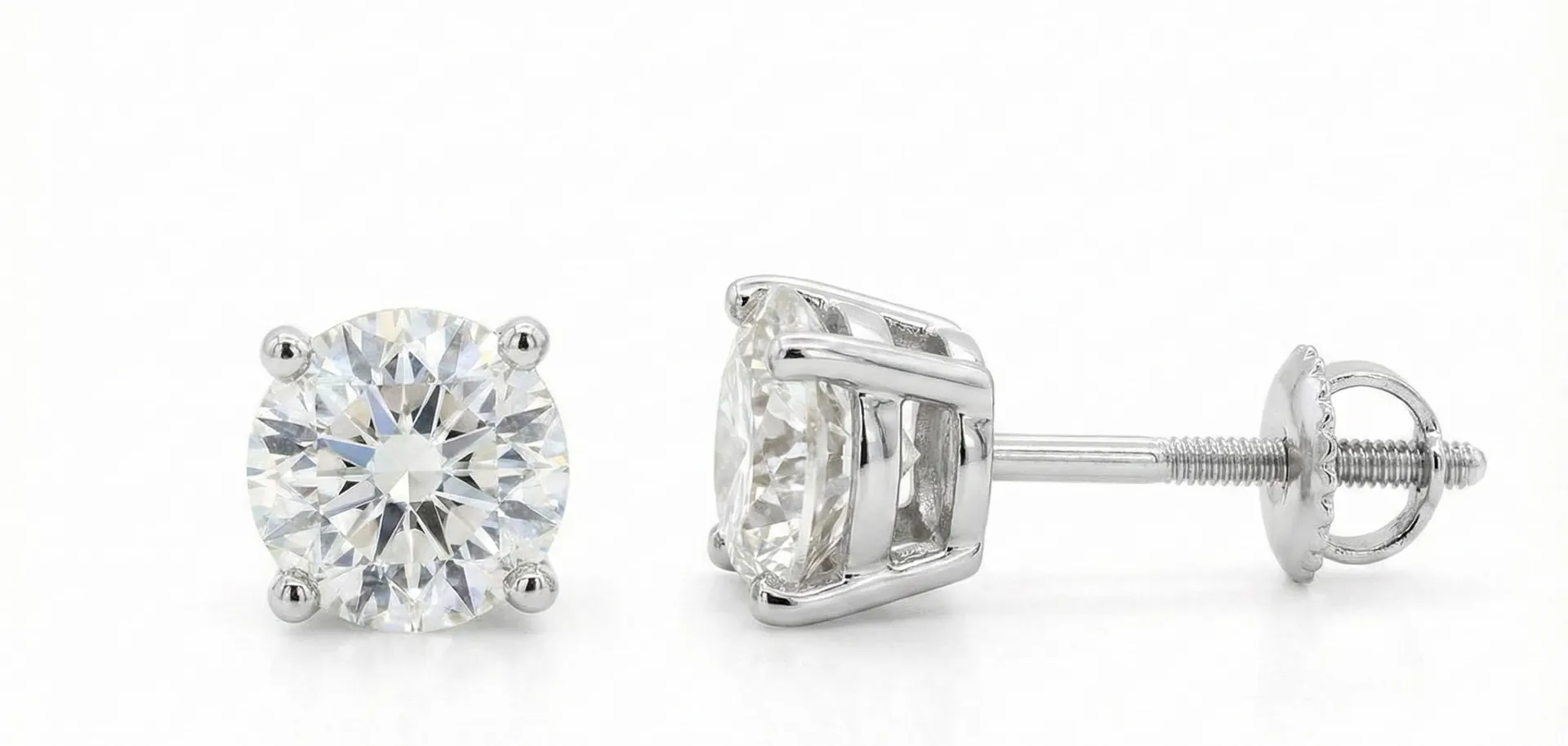 2ct Genuine Lab Diamond Stud Earrings - Lab Diamond Solitaire Gemstone Earrings, Handmade Lab Moissanite Diamond Earrings Jewelry, Handmade.