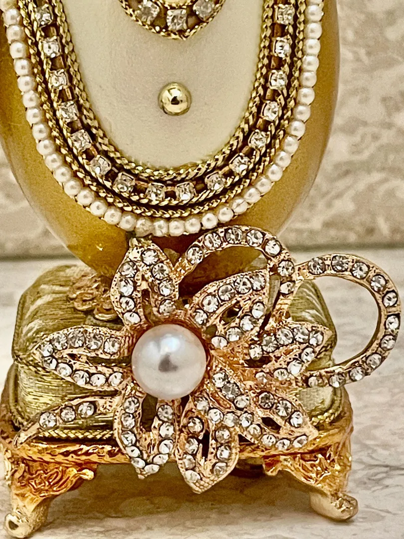 2010 One of a KIND Faberge Egg Music Box - Natural Egg Faberge Style Egg + Silver Faberge Necklace 16th Birthday Daughter Gifts Fabergé Egg