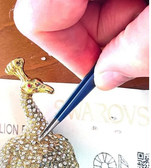 Silver Anniversary Imperial Peacock Trinket, Pure Gold Decor, Austrian Crystal, Diamond Handset Bird, Gifts for Women, 10