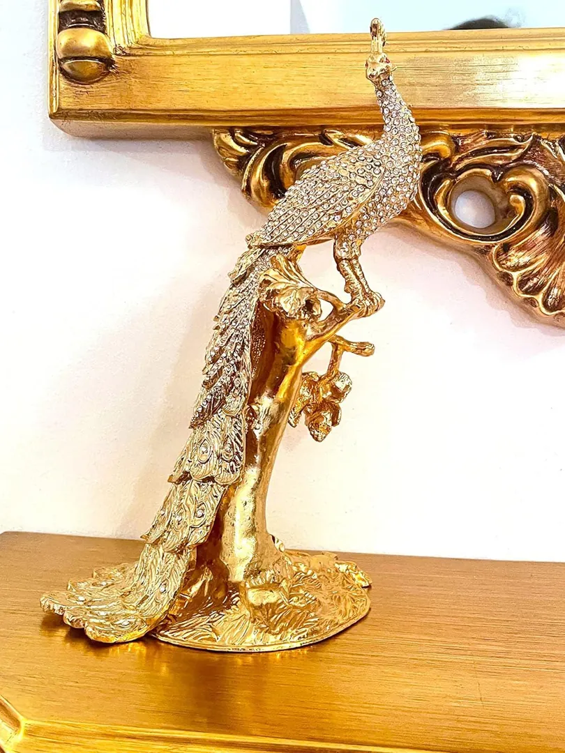 Silver Anniversary Imperial Peacock Trinket, Pure Gold Decor, Austrian Crystal, Diamond Handset Bird, Gifts for Women, 10