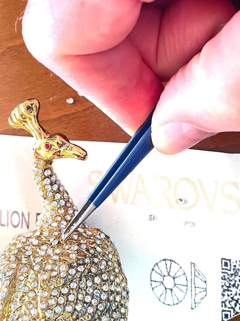 Silver Anniversary Imperial Peacock Trinket, Pure Gold Decor, Austrian Crystal, Diamond Handset Bird, Gifts for Women, 10