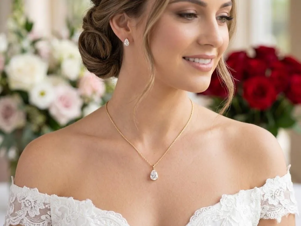 Solid 18k Yellow Gold Tear Drop Diamond Necklace, Solitaire Diamond Necklace, Solid 18kt Gold Rope Chain, 1.65 carat.
