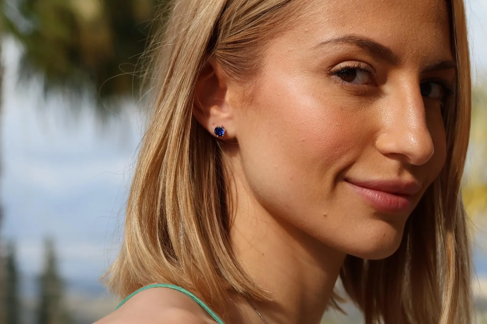 2ct Genuine Sapphire Stud Earrings - Blue Sapphire Solitaire Gemstone Earrings - Handmade Sapphire Earrings - Sapphire Jewelry Handmade