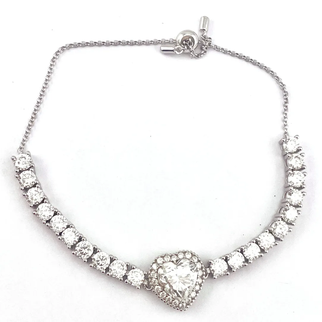4.5ctw CERTIFIED Lab Created Diamond Heart Bracelet Diamond Heart-cut Diamond Bracelet Fine Jewelry 60th Anniversary Gift Handmade