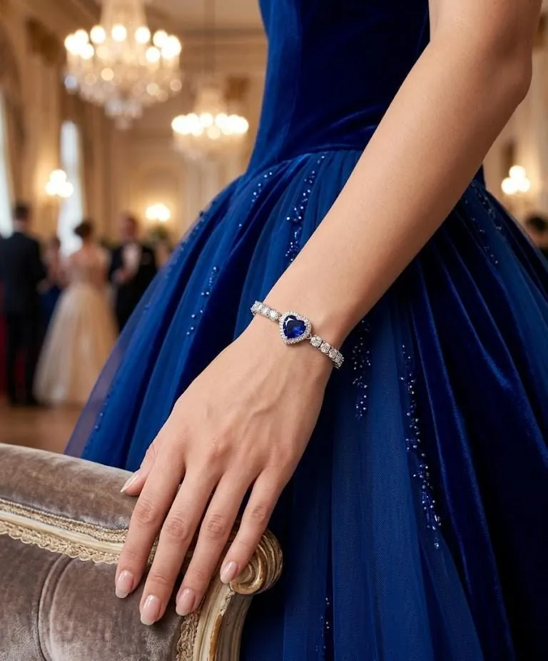4.5ctw CERTIFIED Natural Sapphire Heart Bracelet Sapphire Heart-cut Sapphire Diamond Bracelet Fine Jewelry 45th Anniversary Gift Handmade
