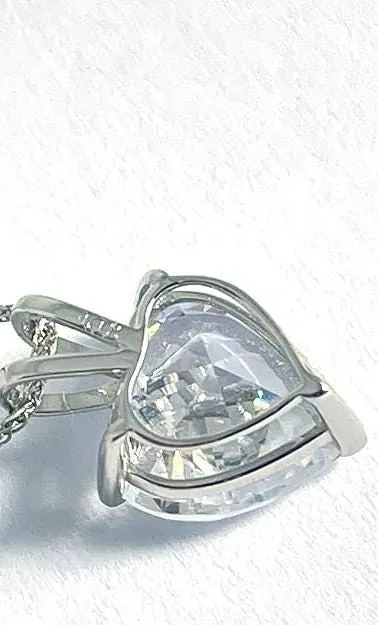 1.5 ctw Diamond Heart Pendant Necklace SOLID 18k White Gold Love Gift 18kt Solitaire Diamond Necklace Heart Jewelry Rope Chain Handmade