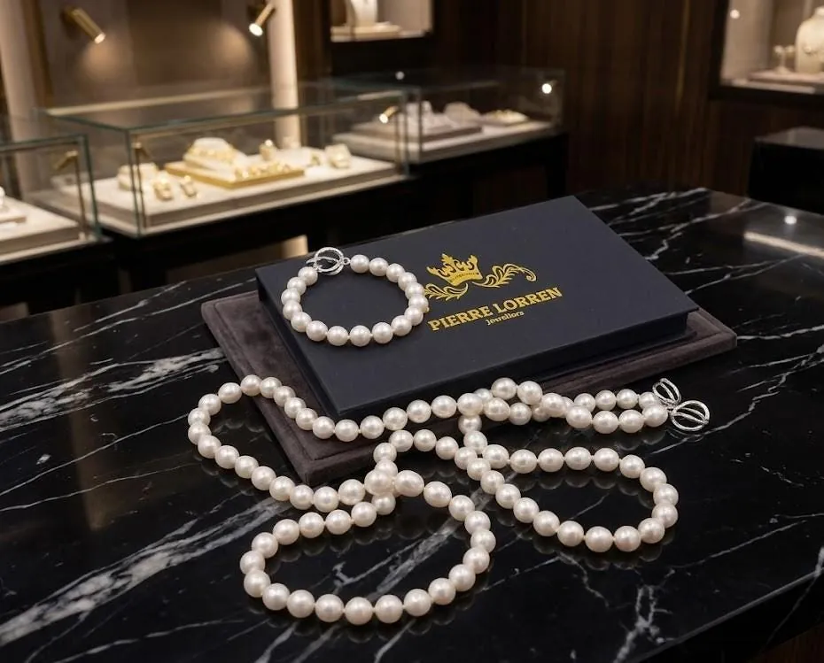 One of a Kind Natural Pearl Necklace Bracelet SET Fine Jewelry Silk Hand Knotted Pearls 36