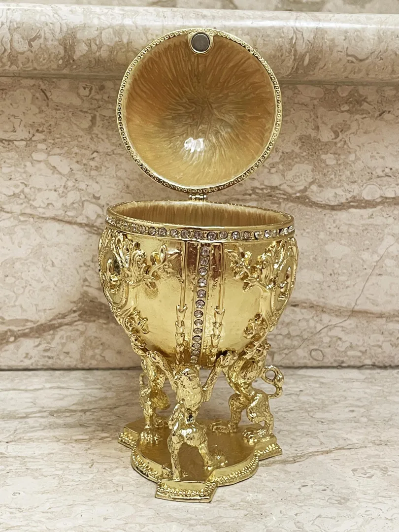 Unique Purple Marble Swirl Fabergé Egg Home Decor Faberge Style Eggs Swarovski Pure Gold Decor Handmade Gifts for Wedding Day Bride-to-Be Gift