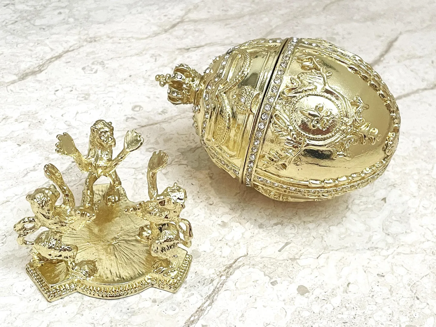 Unique Purple Marble Swirl Fabergé Egg Home Decor Faberge Style Eggs Swarovski Pure Gold Decor Handmade Gifts for Wedding Day Bride-to-Be Gift