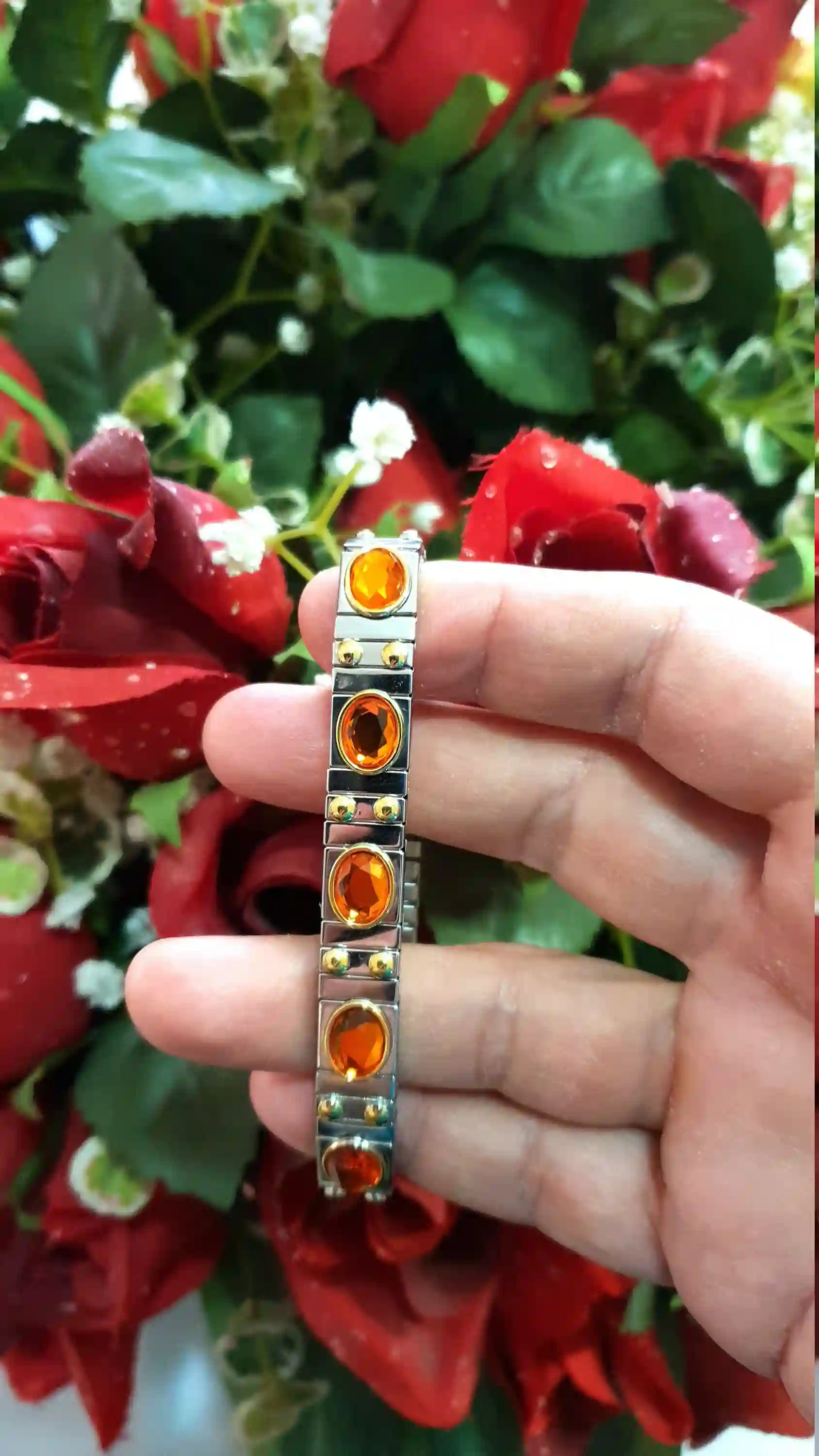 SWAROVSKI Crystal bracelet gift for her/ Orange CRYSTAL bracelet /Gemstone bracelet/Stacking Bracelets for women/Minimalist Jewelry Handmade 