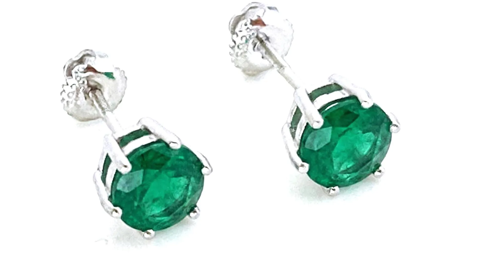 2ct Genuine Emerald Stud Earrings - Green Emerald Solitaire Gemstone Earrings - Handmade Emerald Earrings - Emerald Jewelry Handmade