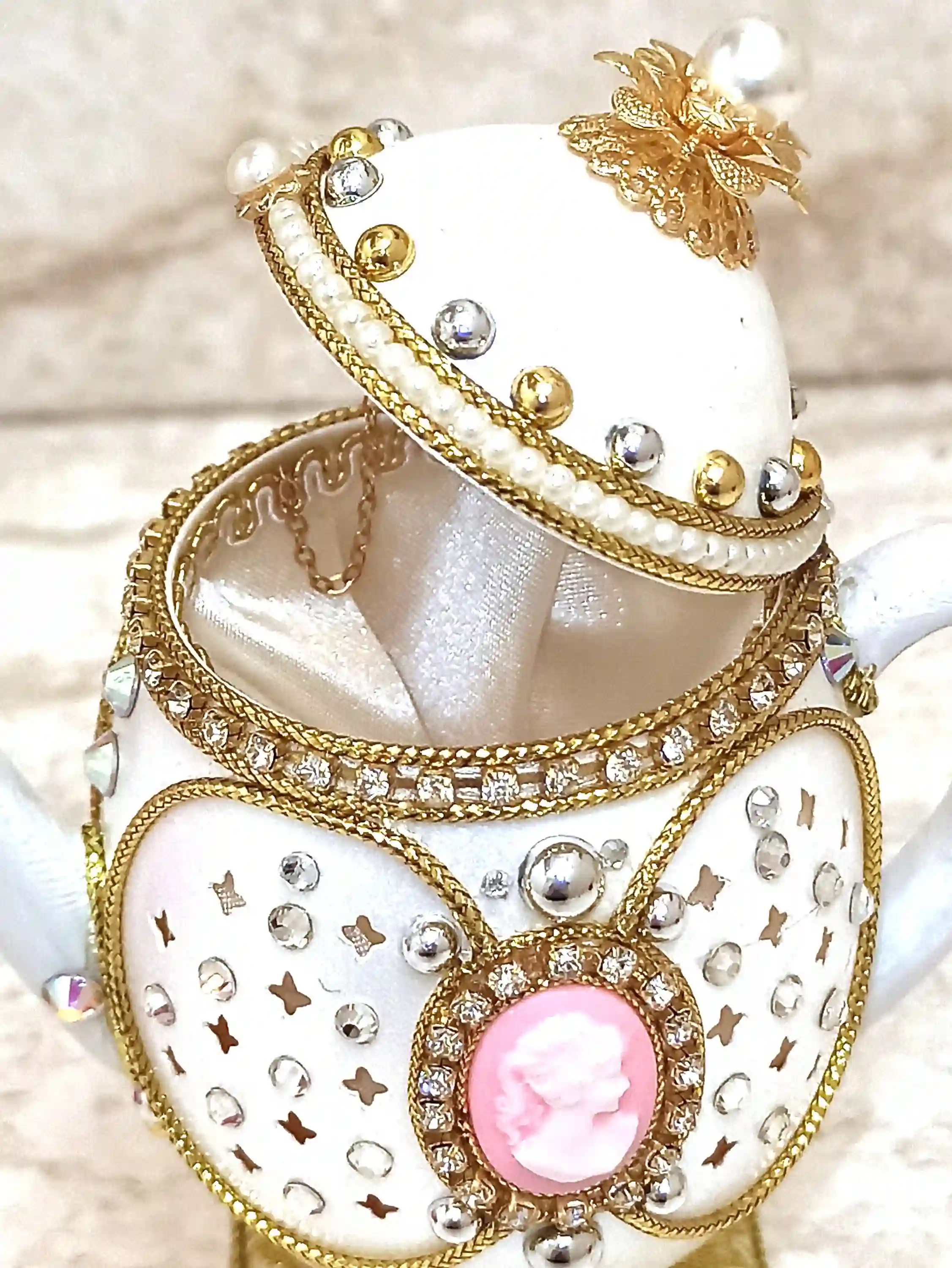 FABERGE-Style Egg Ornaments Queen of Hearts Lady Diana TIARA & Silver Commemorative COIN Royal family Princess of Wales Tea Pot Faberge egg style 