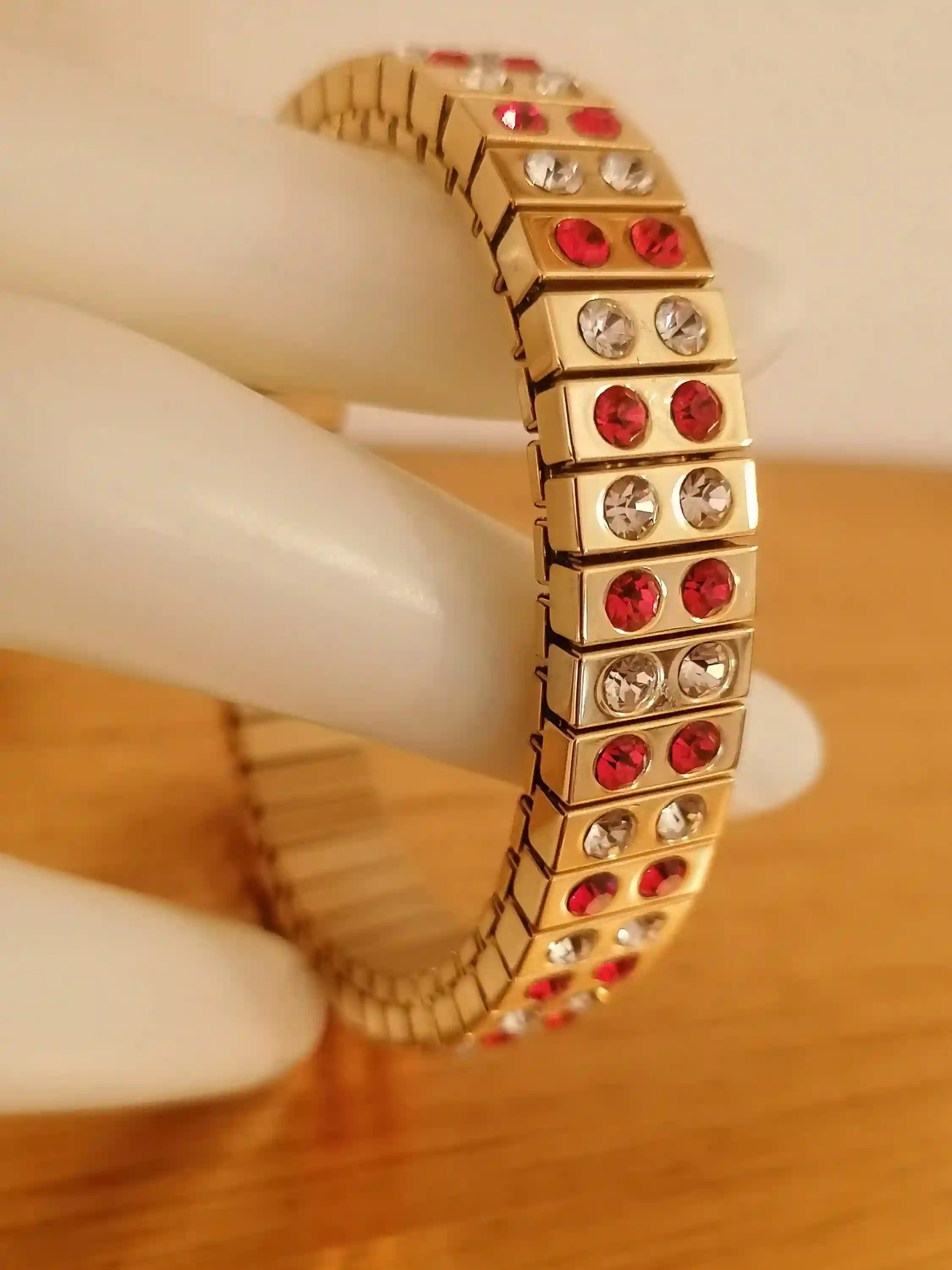 RUBY Gold Bracelet/24k GOLD Stretch Swarovski RUBY bracelet for women/July Birthstone Jewelry Gifts for her/Gift for mom/Wedding Bridal Gift 