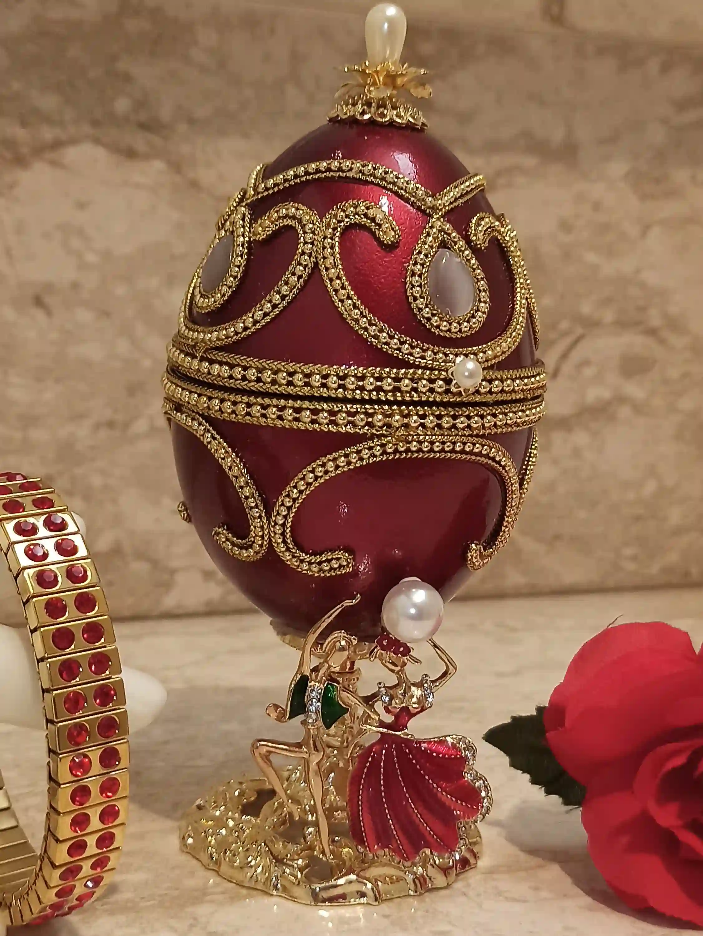FABERGE-Style Egg Music Box,Unique mom gift,Couples gift,Engagement gift for fiance,Housewarming gift,Unique gift for wife,1st wedding gift idea 