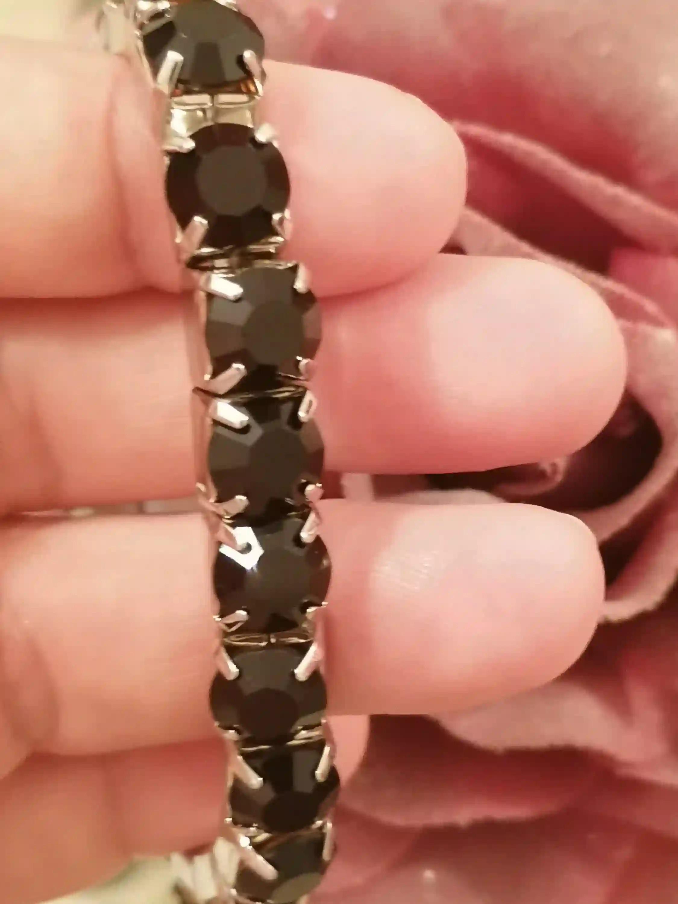 18k White GOLD 79.2ct SWAROVSKI Black Diamond 8mm Tennis Bracelet for Her/Jewelry Gift for Her Grandma Granny Tennis bracelet black Woman 
