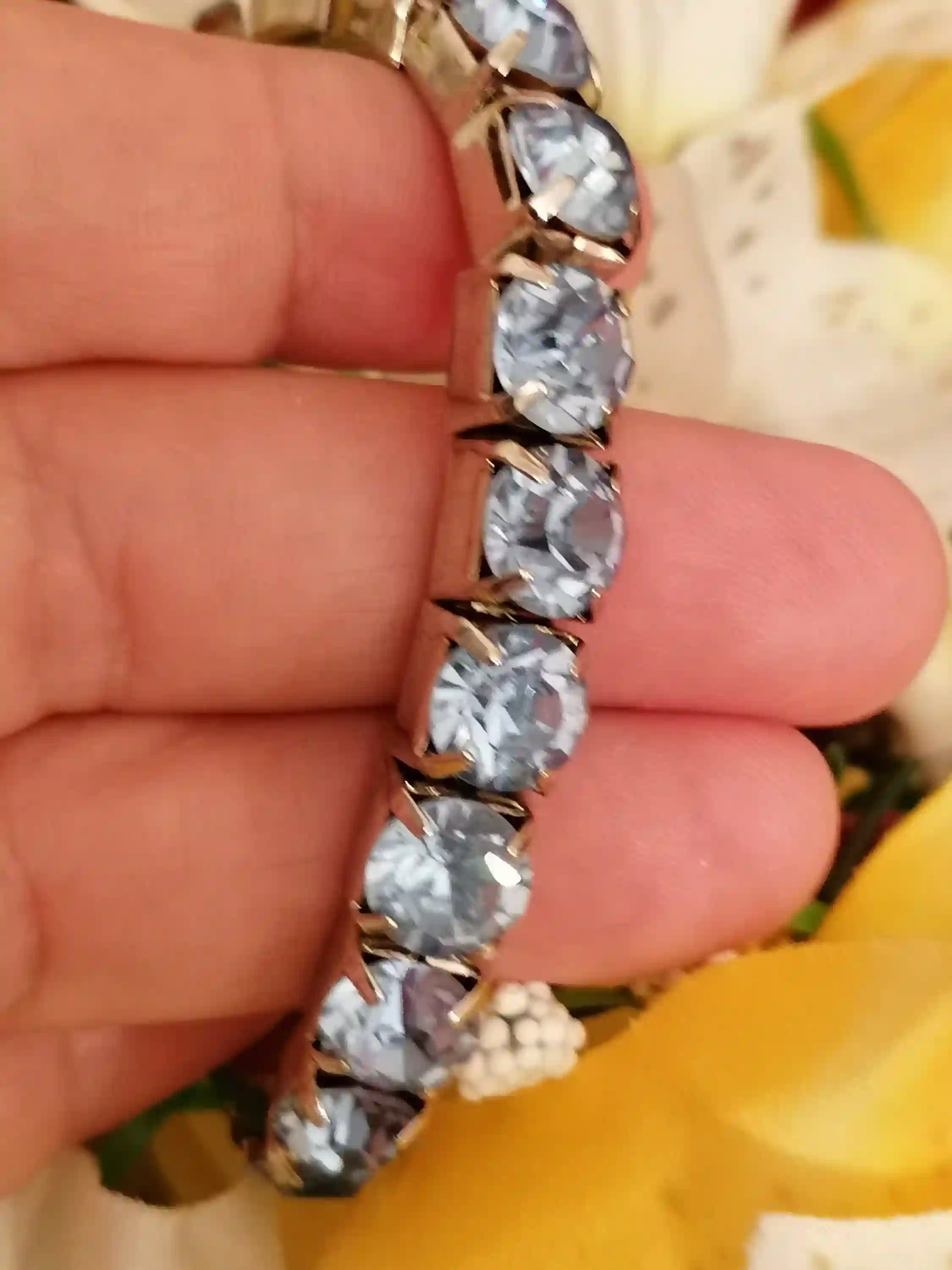18k White GOLD 79.2ct SWAROVSKI Blue Topaz Bracelet/8mm Tennis Bracelet for women/Jewelry Gift for Her/Large Tennis Bracelet/Sister bracelet 