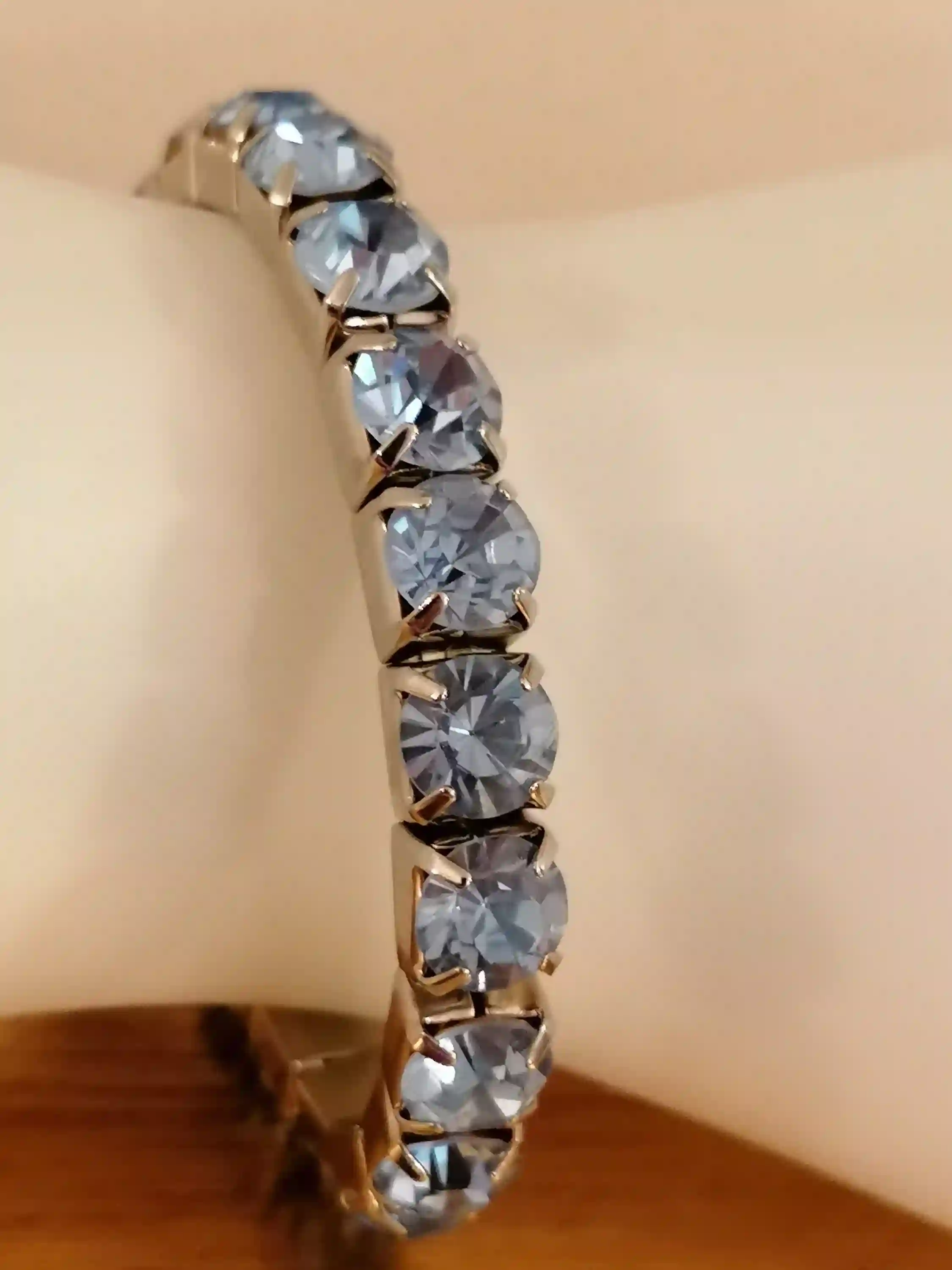 18k White GOLD 79.2ct SWAROVSKI Blue Topaz Bracelet/8mm Tennis Bracelet for women/Jewelry Gift for Her/Large Tennis Bracelet/Sister bracelet 