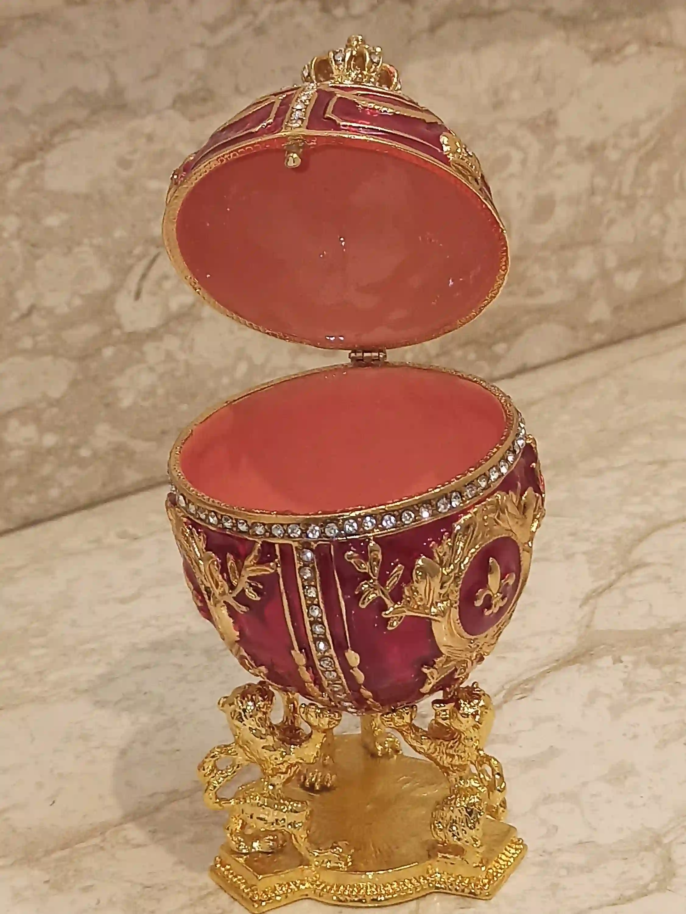Easter day presents for Son Men Easter gift Daddy Brother Lion Ornament FABERGE egg Trinket 24k GOLD 4CT Swarovski DIAMOND & Silver Bracelet 
