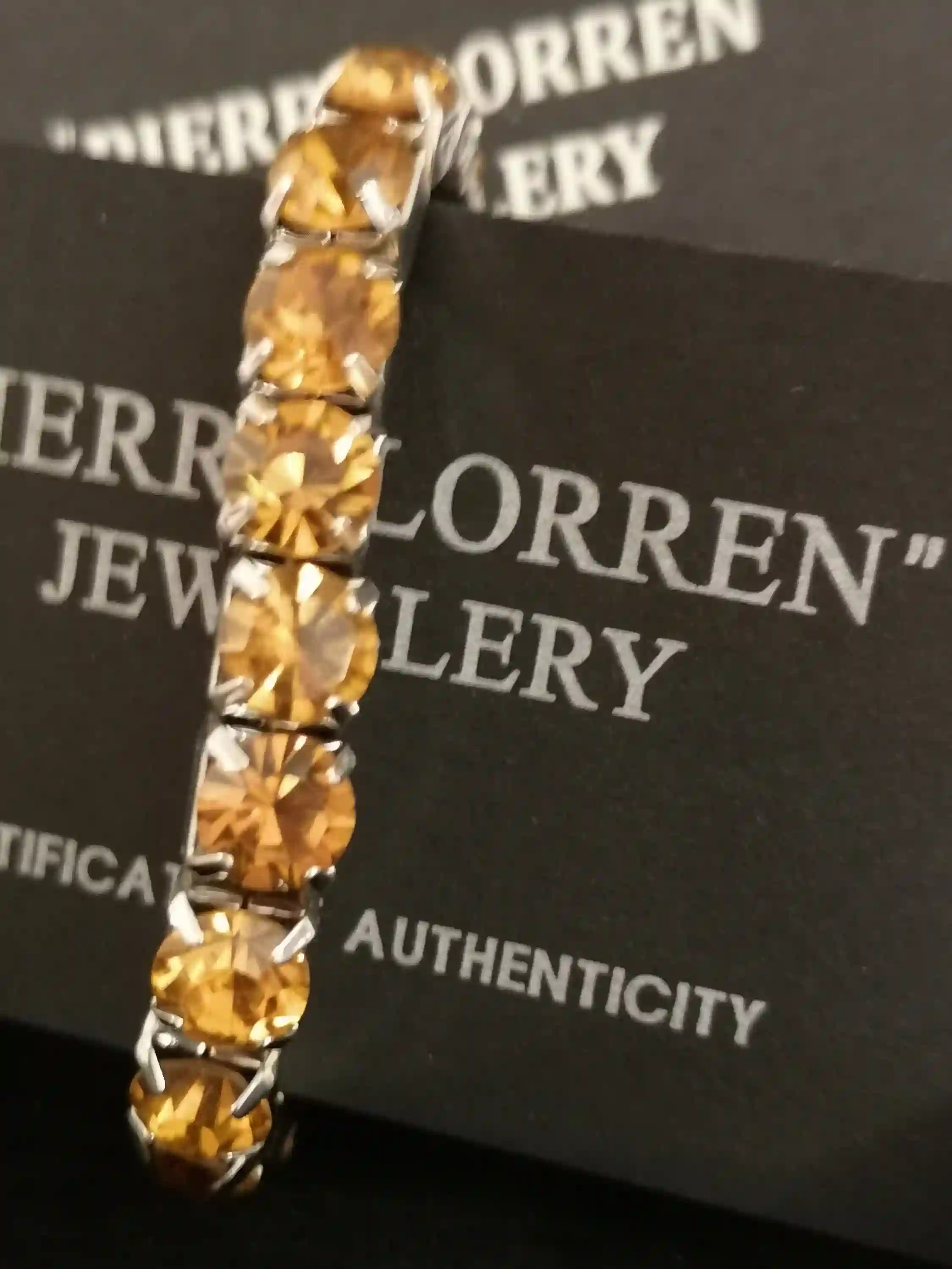 18k White GOLD 79.2ct Brown Topaz SWAROVSKI Tennis Bracelet Jewelry/8mm Tennis bracelet/Topaz Bracelet Large Tennis Bracelet Gift for ladies 
