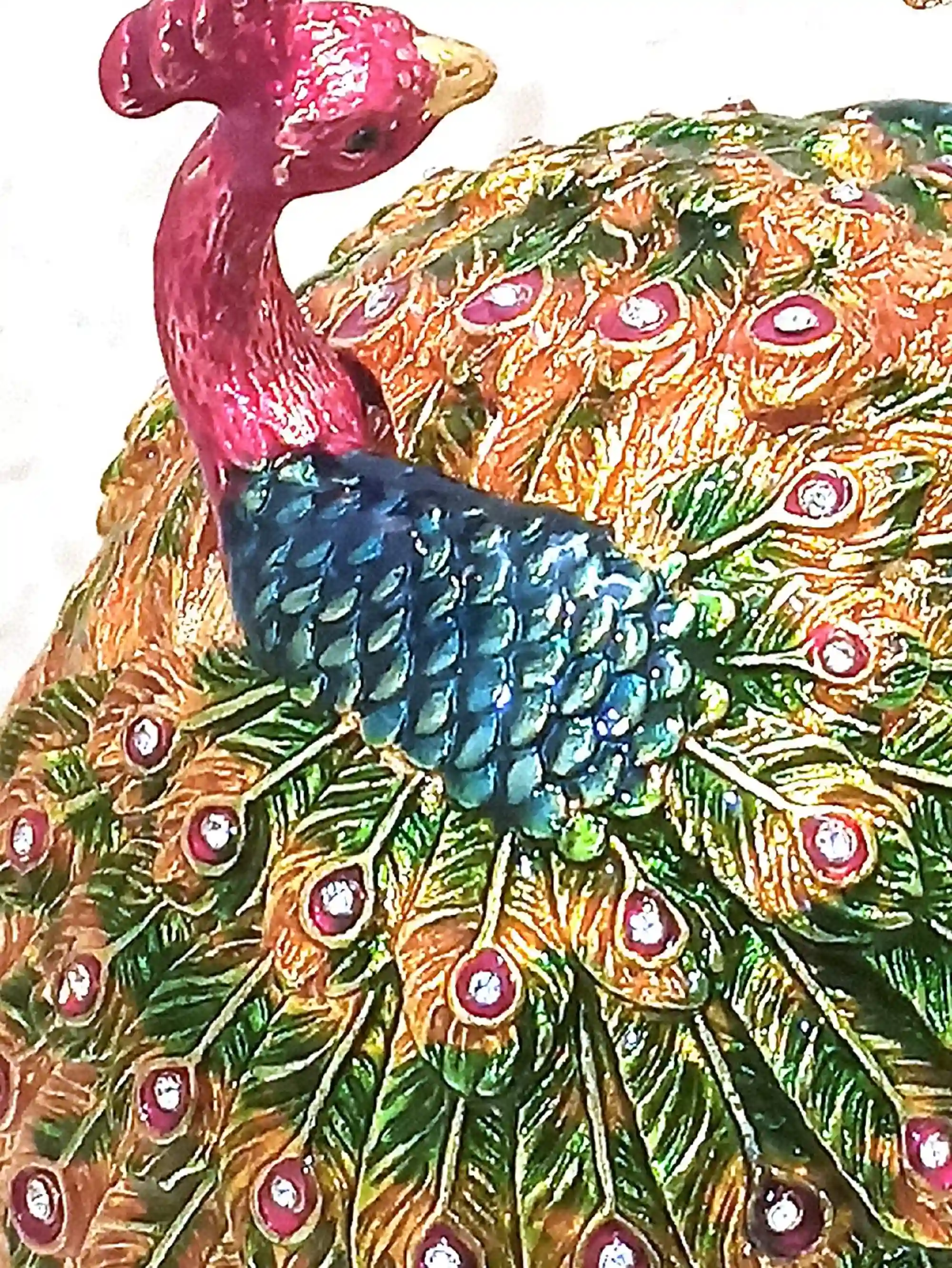 XL Peacock Faberge egg style, Peacock Jewelry Box, Peacock Keepsake box, Peacock Box, Peacock Lover Gift, Handmade, Peacock Gifts, HANDSET 