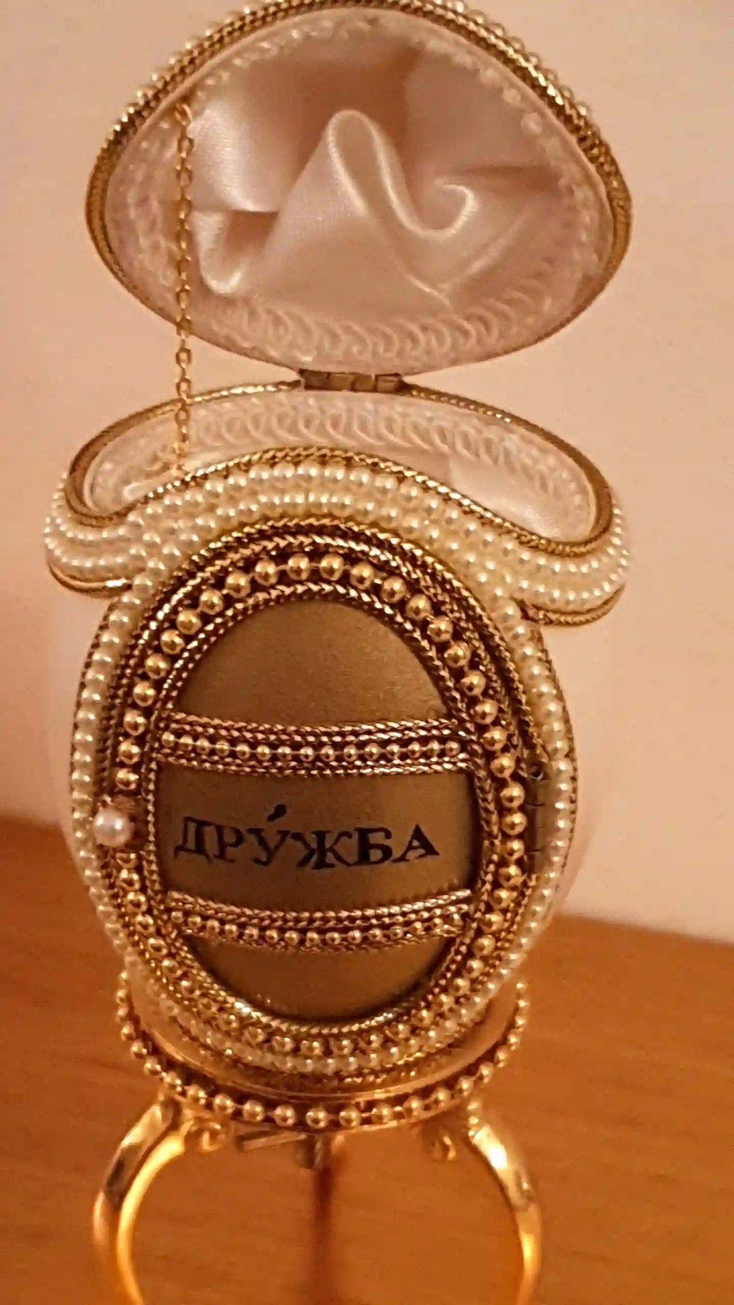 Vintage Natuaral egg Faberge egg style jewelry box/ Faberge style frame Russian Music box gift for her/ Friendship gifts for her Faberge egg 