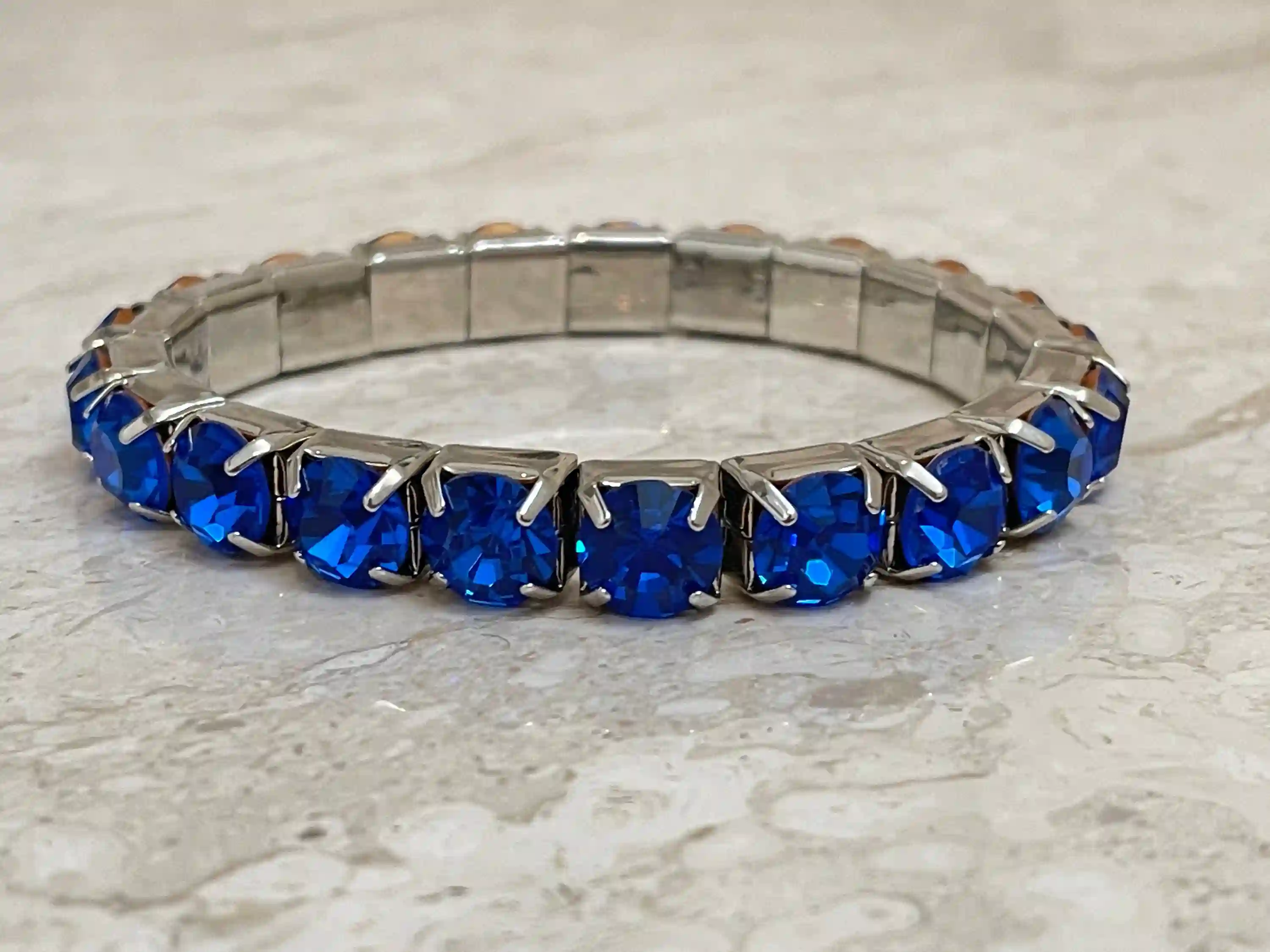 Silver Blue Sapphire bracelet Tennis Bracelet Sapphire Jewelry Gemstone Bracelet September Birthstone Anniversary Christmas Birthday gift 