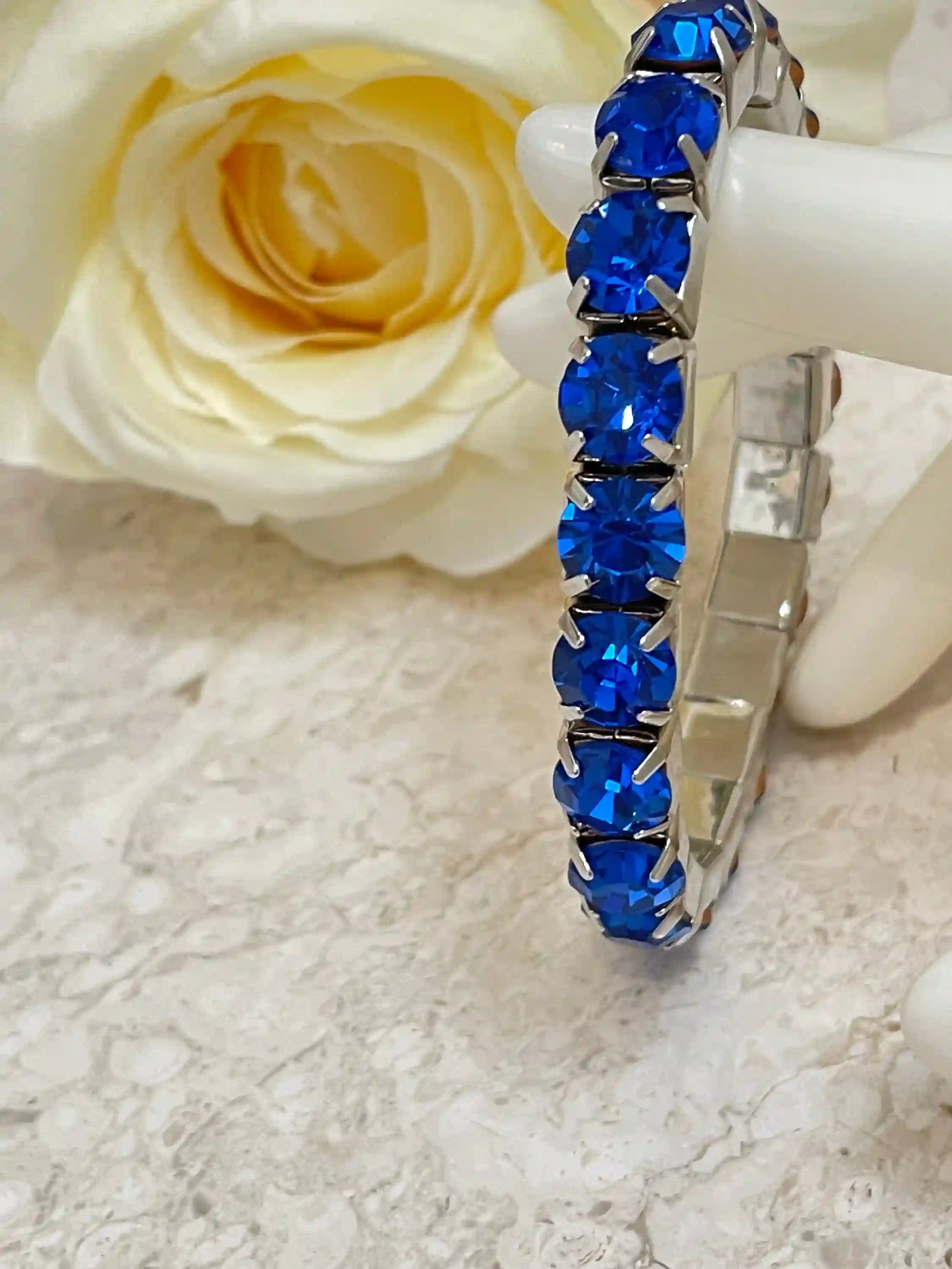 Silver Blue Sapphire bracelet Tennis Bracelet Sapphire Jewelry Gemstone Bracelet September Birthstone Anniversary Christmas Birthday gift 