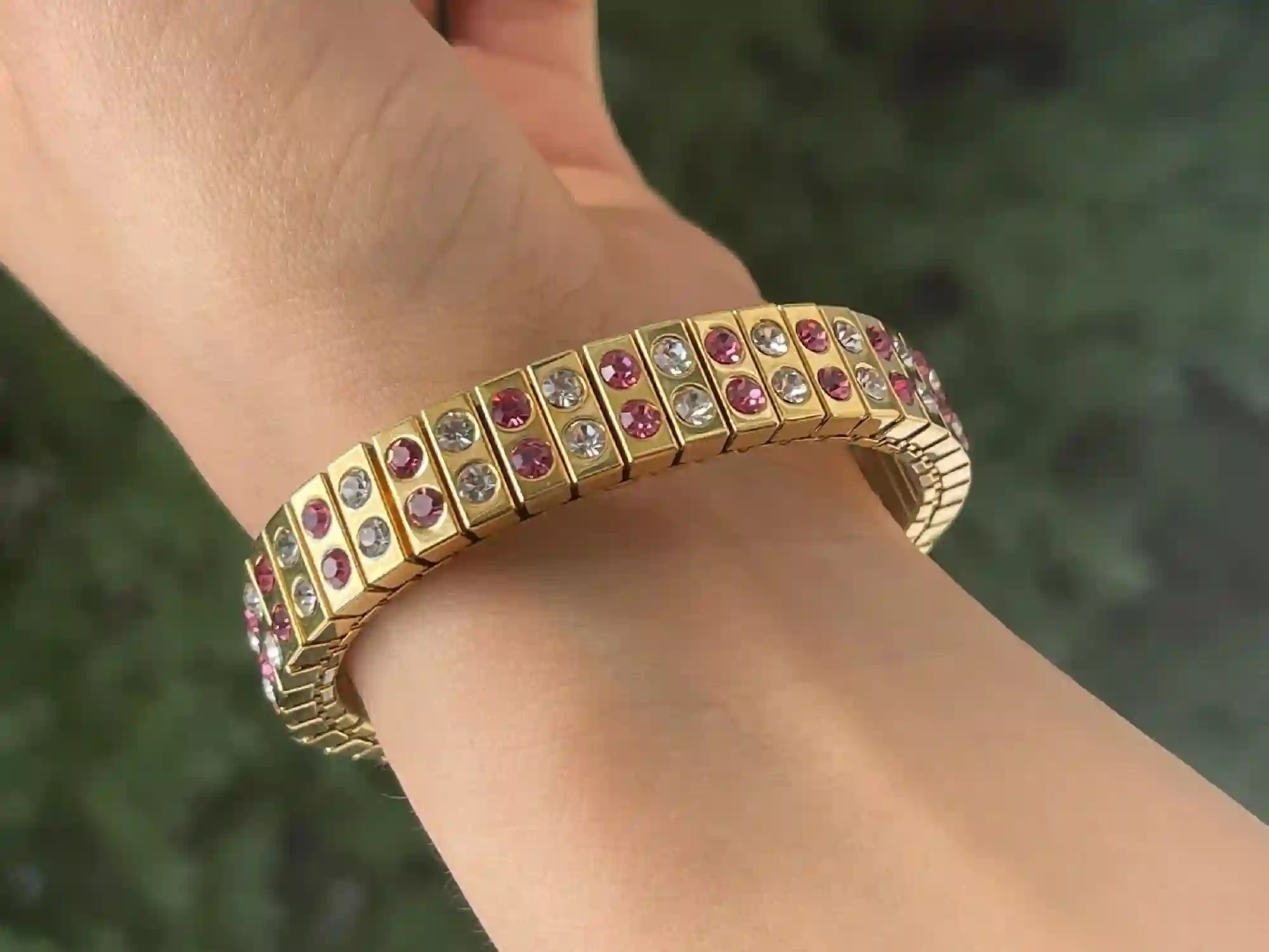 24k, October Birthstone, Pink Tourmaline Bracelet, Gemstone Bracelet, Tourmaline Jewelry, Birthstone Bracelet, Dainty bracelet, Gift for her 