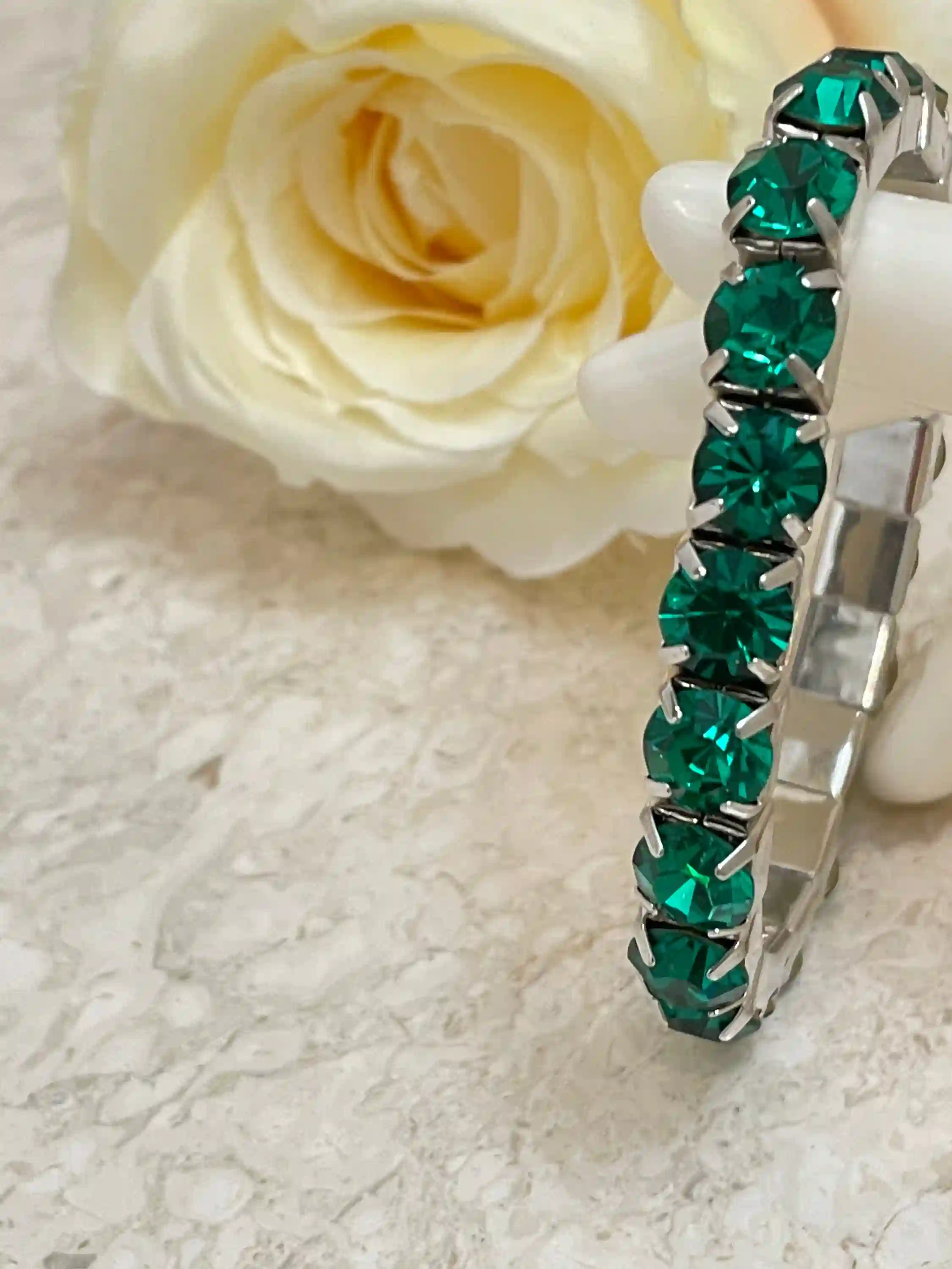 Emerald Bracelet Tennis Bracelet Emerald Jewelry May Birthstone Wedding Bracelet Gift for Her Handmade Bracelet Engagement Anniversary Gift 