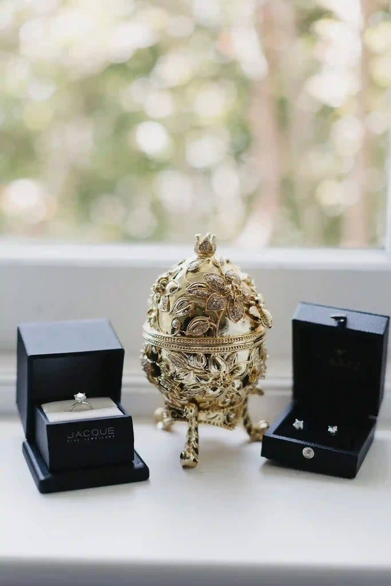 Faberge-Style Egg Jewelry Ring Proposal Box, Bridal Shower Gift for Bride toBe, Handmade Faberge style Egg, 400 Crystal Handset 24k Faberge Egg 