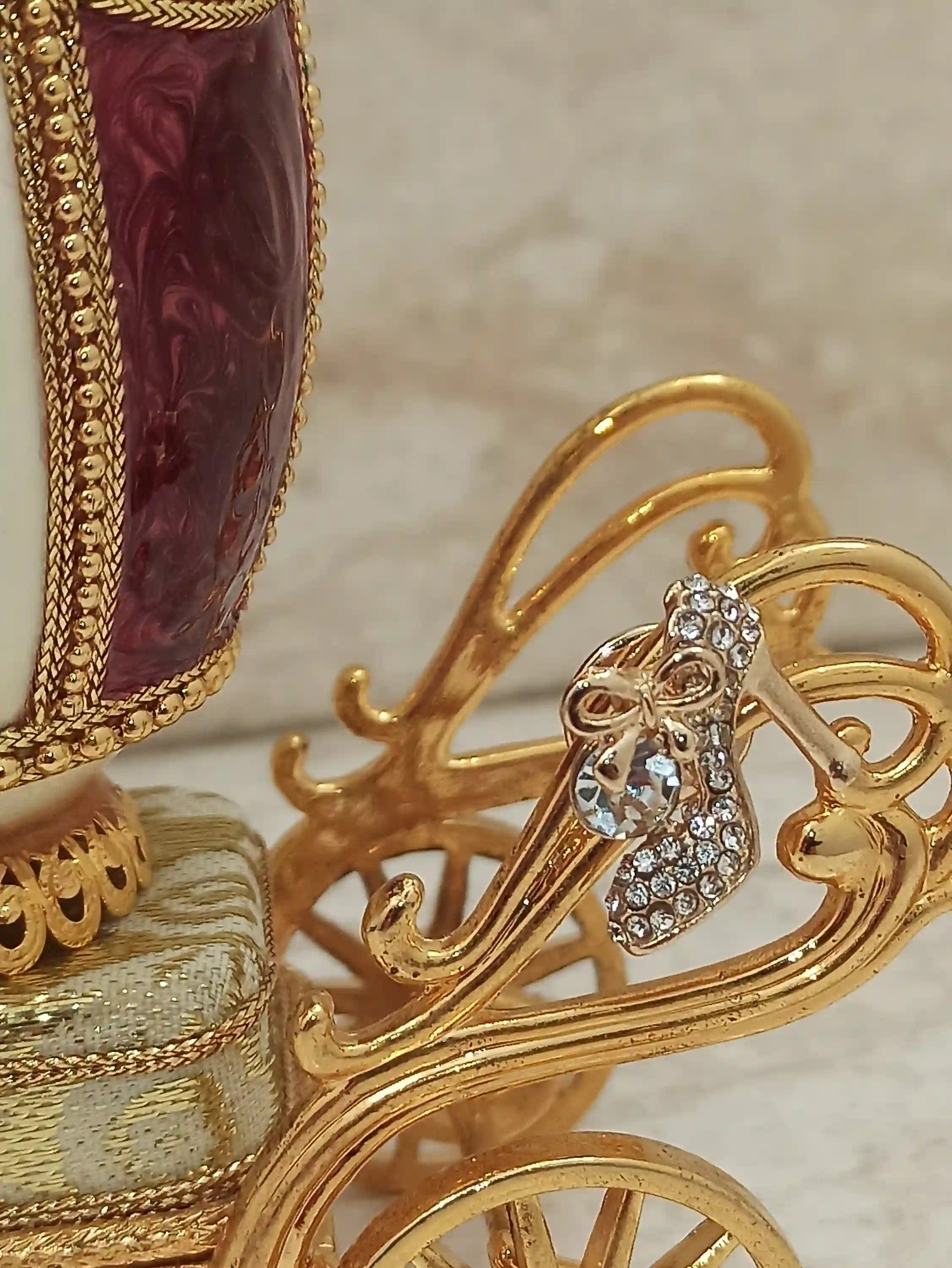 Precious Moments Proposal Ring box Cinderella 24k GOLD Carriage ONE Only FABERGE Music Unique Gift for Bride Fiance Daughter Bride Wedding 