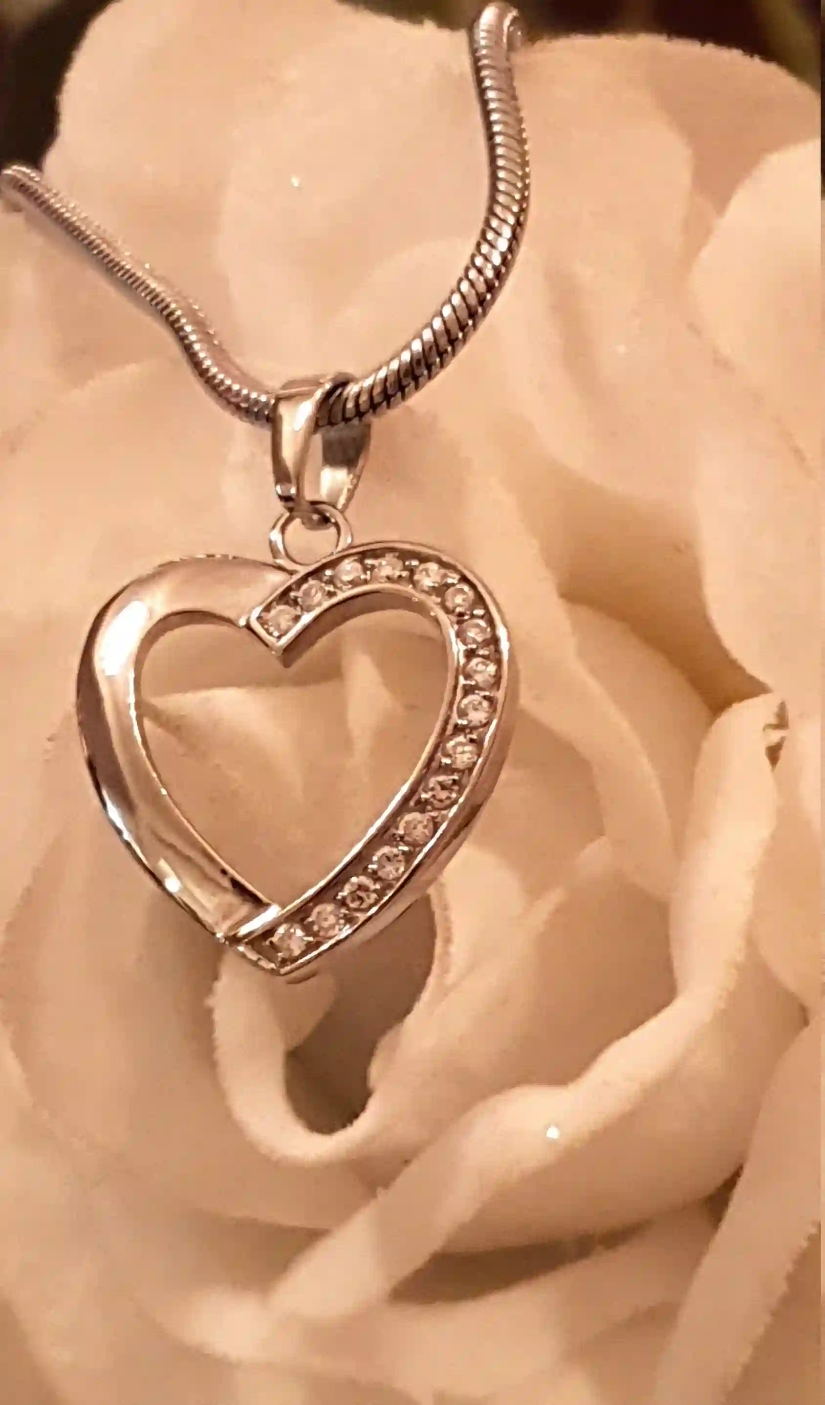 HEART Necklace Pendant Set SILVER bracelet Gift for her SWAROVSKI Crystal Jewelry Ladies Heart Charm Pendant Bangle Jewellery for Women Wife 