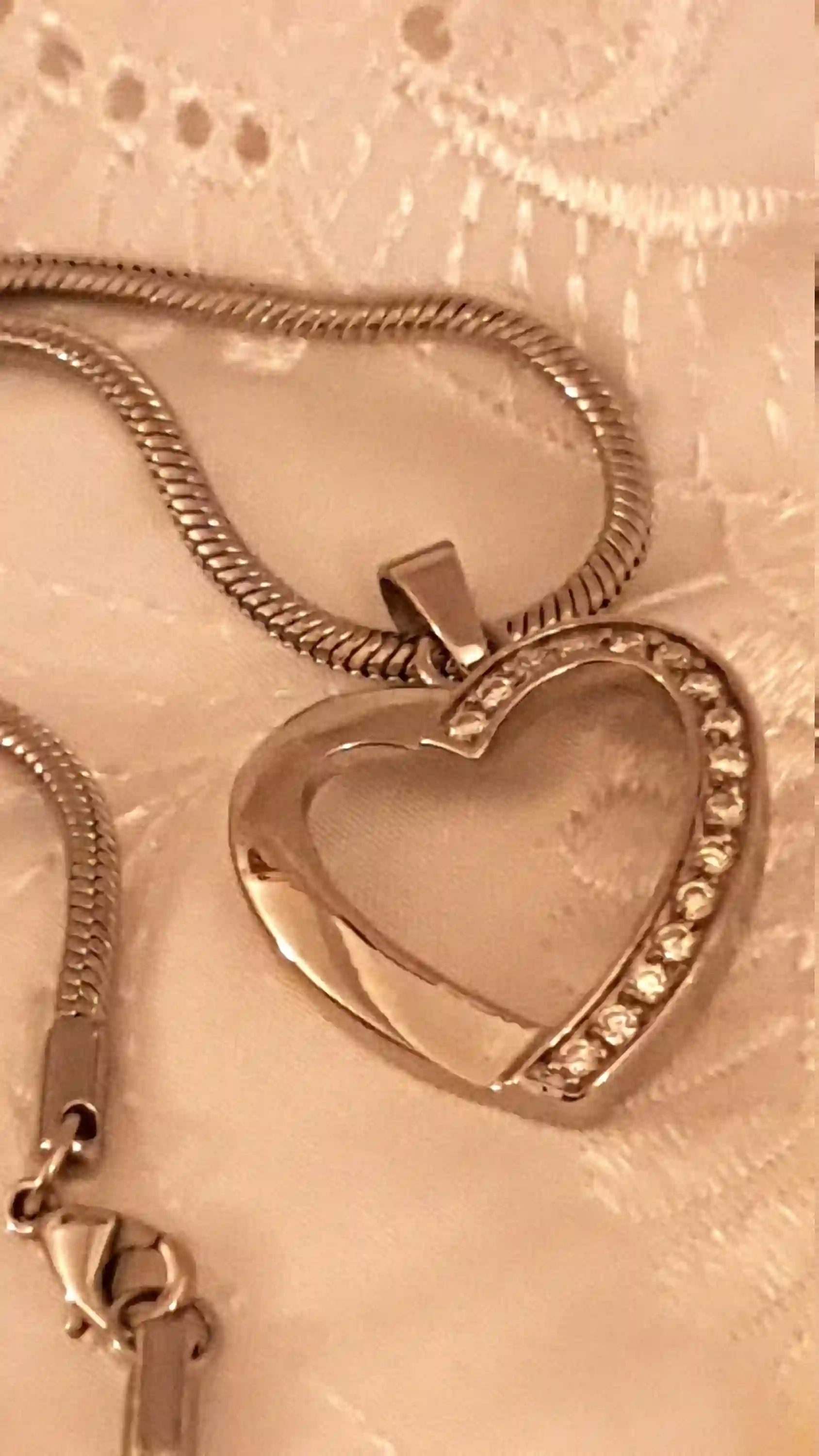 HEART Necklace Pendant Set SILVER bracelet Gift for her SWAROVSKI Crystal Jewelry Ladies Heart Charm Pendant Bangle Jewellery for Women Wife 