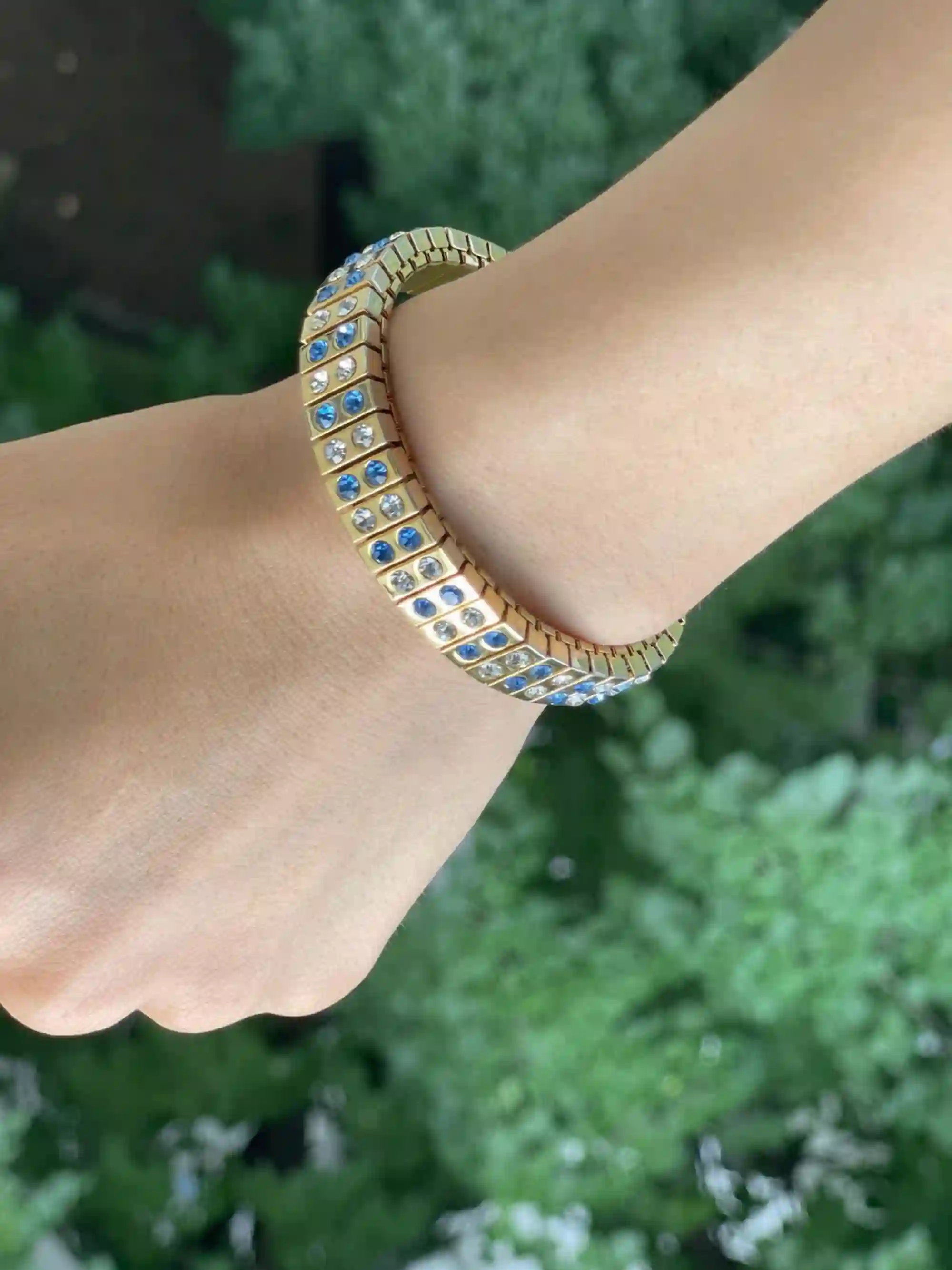 Blue TOPAZ Bracelet, Handmade, ARTISAN Jewelry, November Birthstone, 24K Gold, Bracelet, Minimalist, Blue Gemstone Bracelet, Gift for her 
