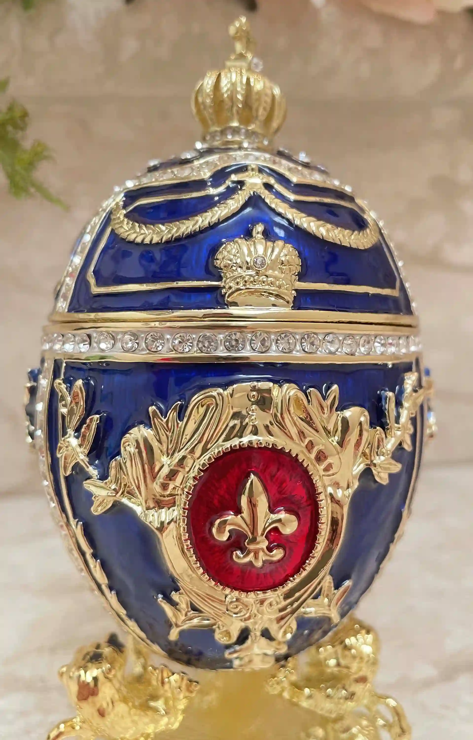 Something Blue Bridal Shower Fabrege Egg Decor Faberge egg 300 Swarovski Diamonds HANDSET 24KGOLD Faberge egg Couple Wedding gift Home decor 