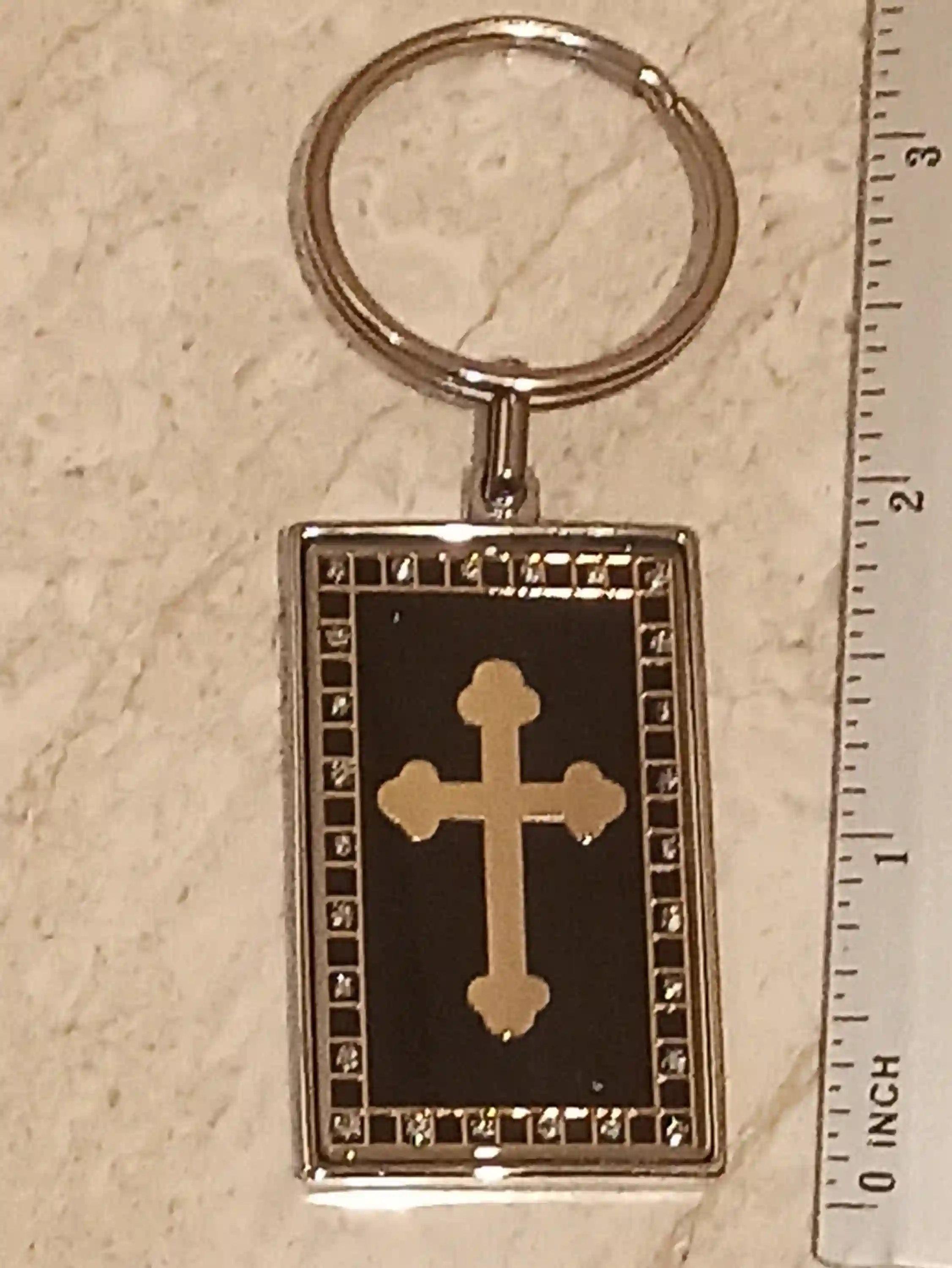SILVER Cross Keychain Swarovski Diamond 24K Christian keychain Cross Key ring/Christian Keyring Cross Key chain/Christian Gift Confirmation 