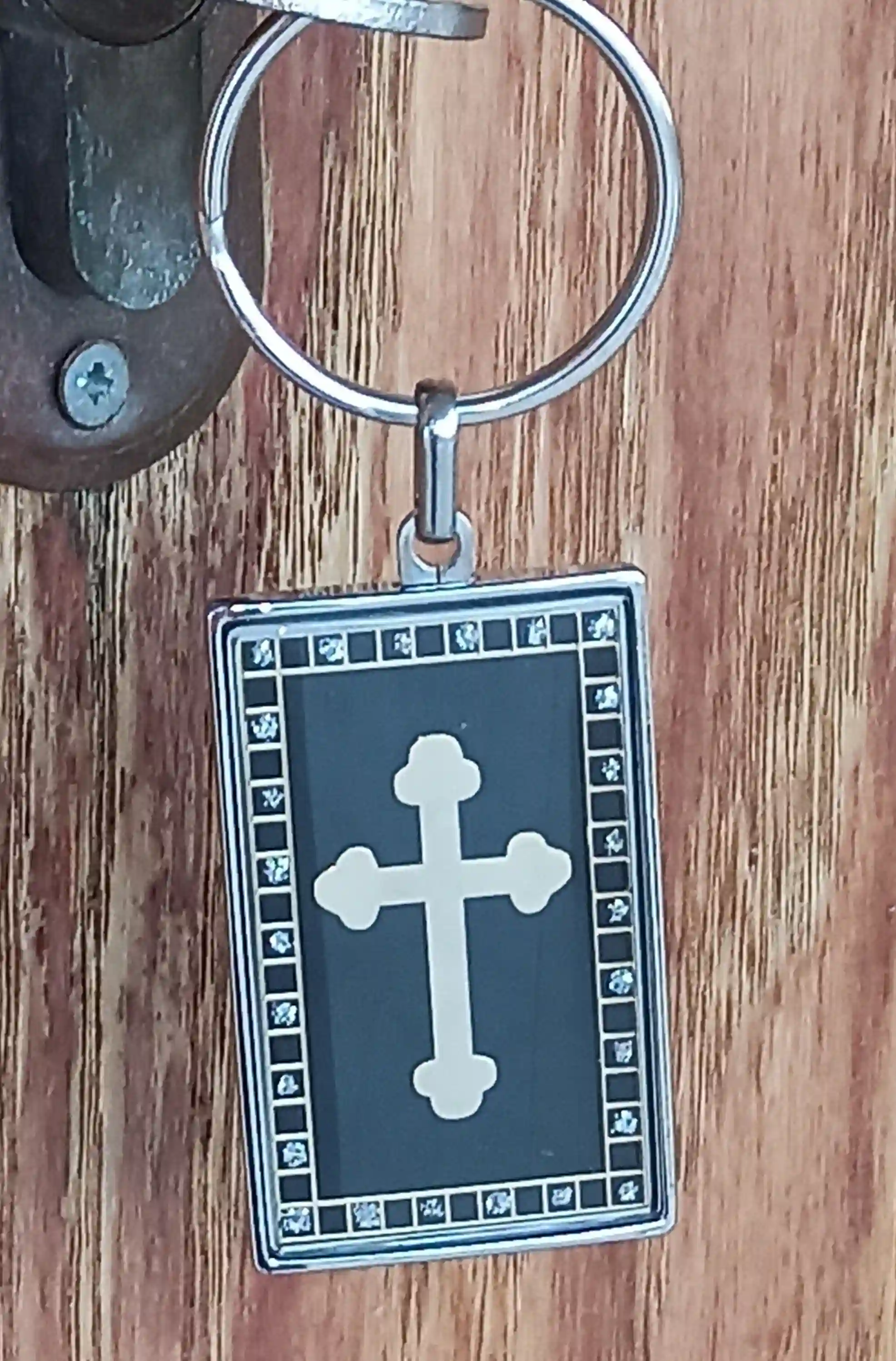 SILVER Cross Keychain Swarovski Diamond 24K Christian keychain Cross Key ring/Christian Keyring Cross Key chain/Christian Gift Confirmation 