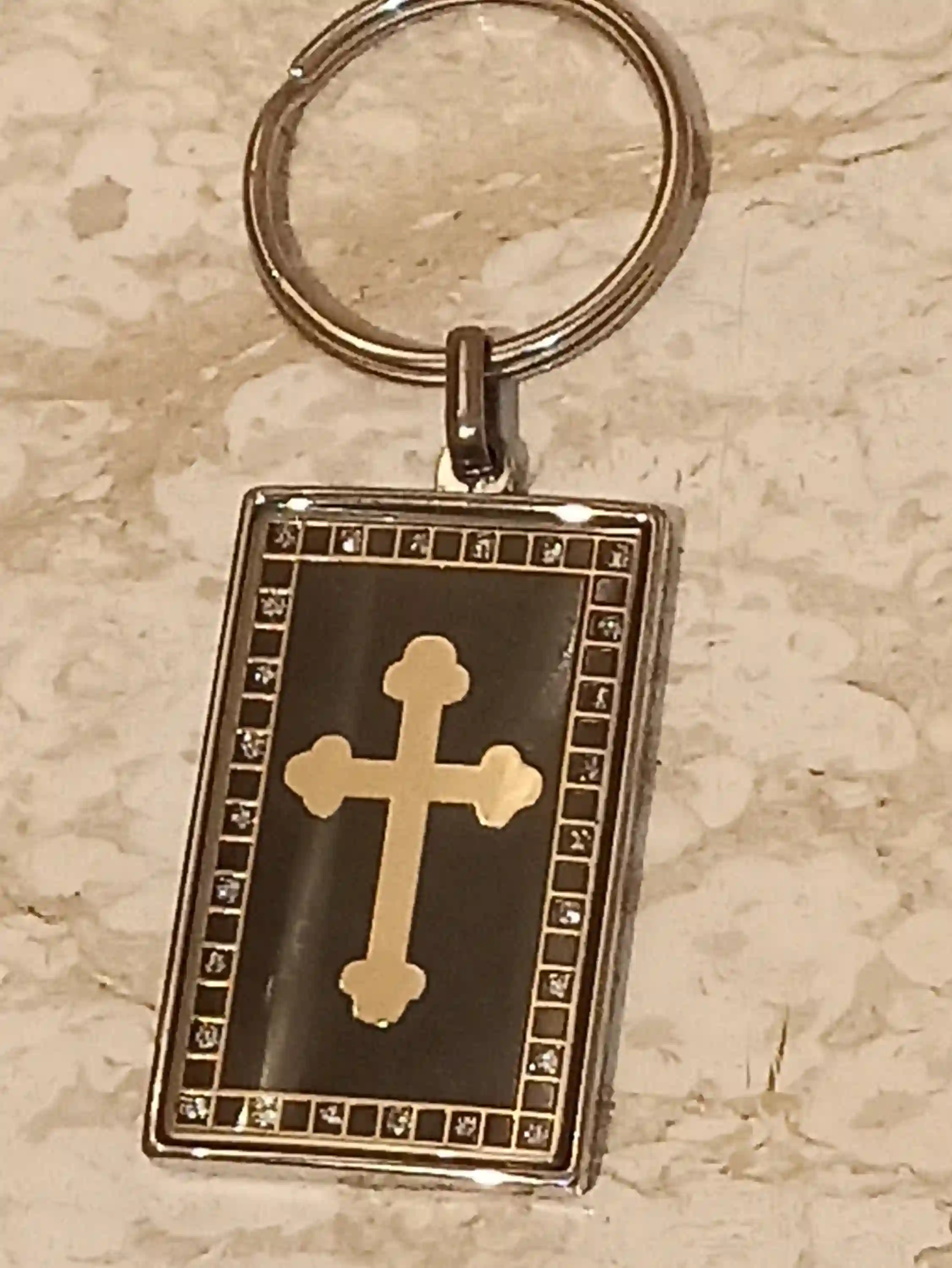 SILVER Cross Keychain Swarovski Diamond 24K Christian keychain Cross Key ring/Christian Keyring Cross Key chain/Christian Gift Confirmation 