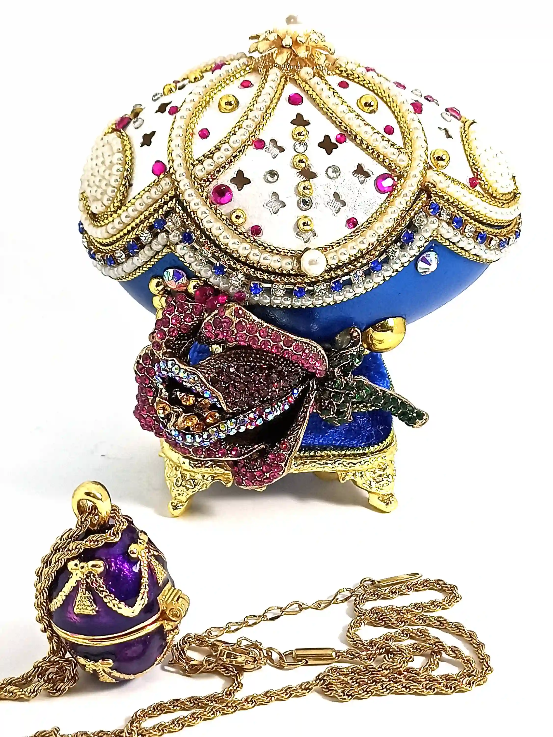Amethyst, Faberge-Style Music Box- REAL Egg Luxury Valentine MASTERPIECE Faberge Egg style Imperial Art Nouveau Jewelry Box , Faberge egg, 24kGold 