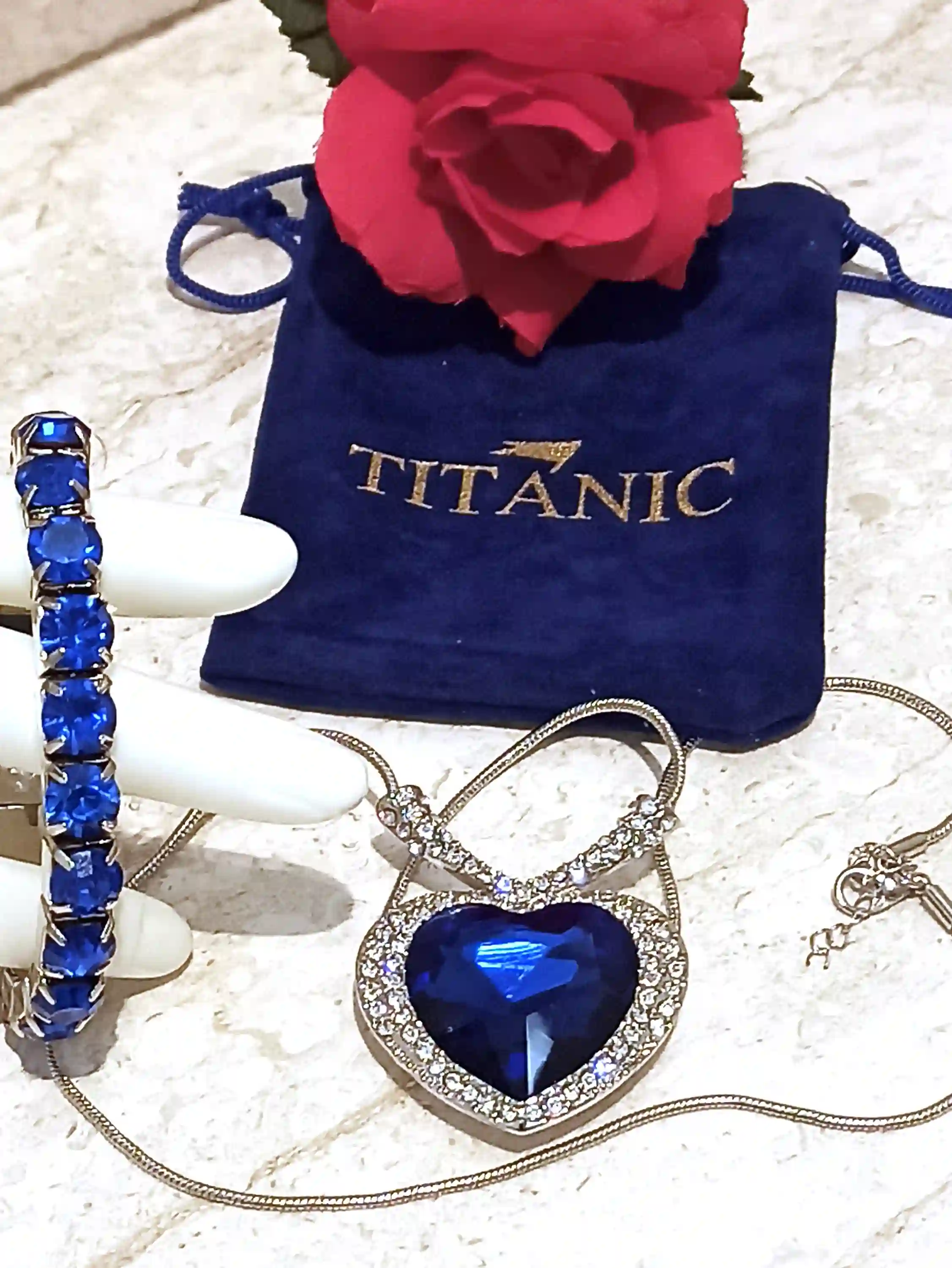Designer Gifts, ONEOFAKIND, Faberge-Style egg, Large SILVER Heart Ocean Necklace & Tennis Bracelet Faberge egg Music SAPPHIRE Wedding Anniversary 
