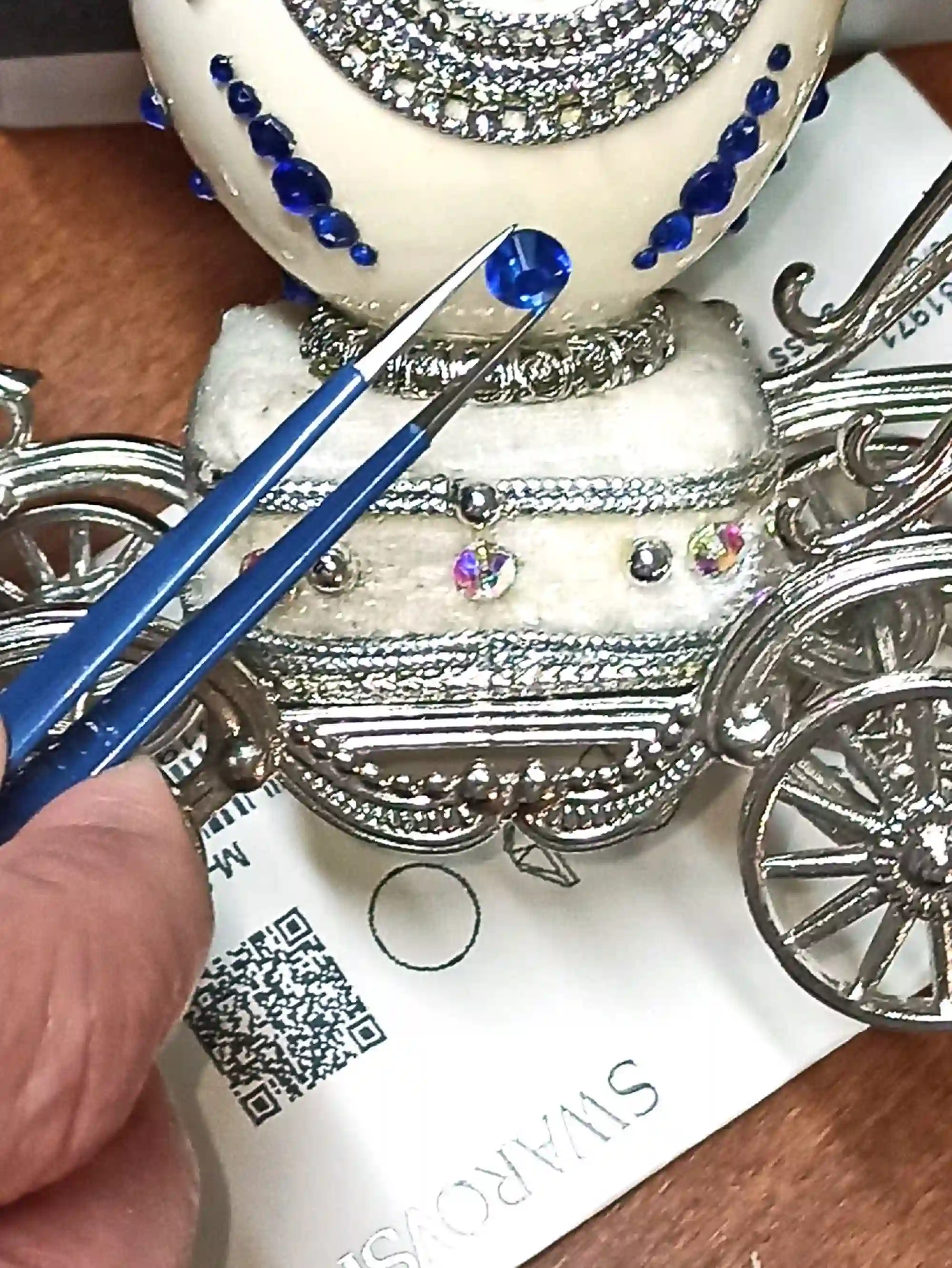 Designer Gifts, ONEOFAKIND, Faberge-Style egg, Large SILVER Heart Ocean Necklace & Tennis Bracelet Faberge egg Music SAPPHIRE Wedding Anniversary 