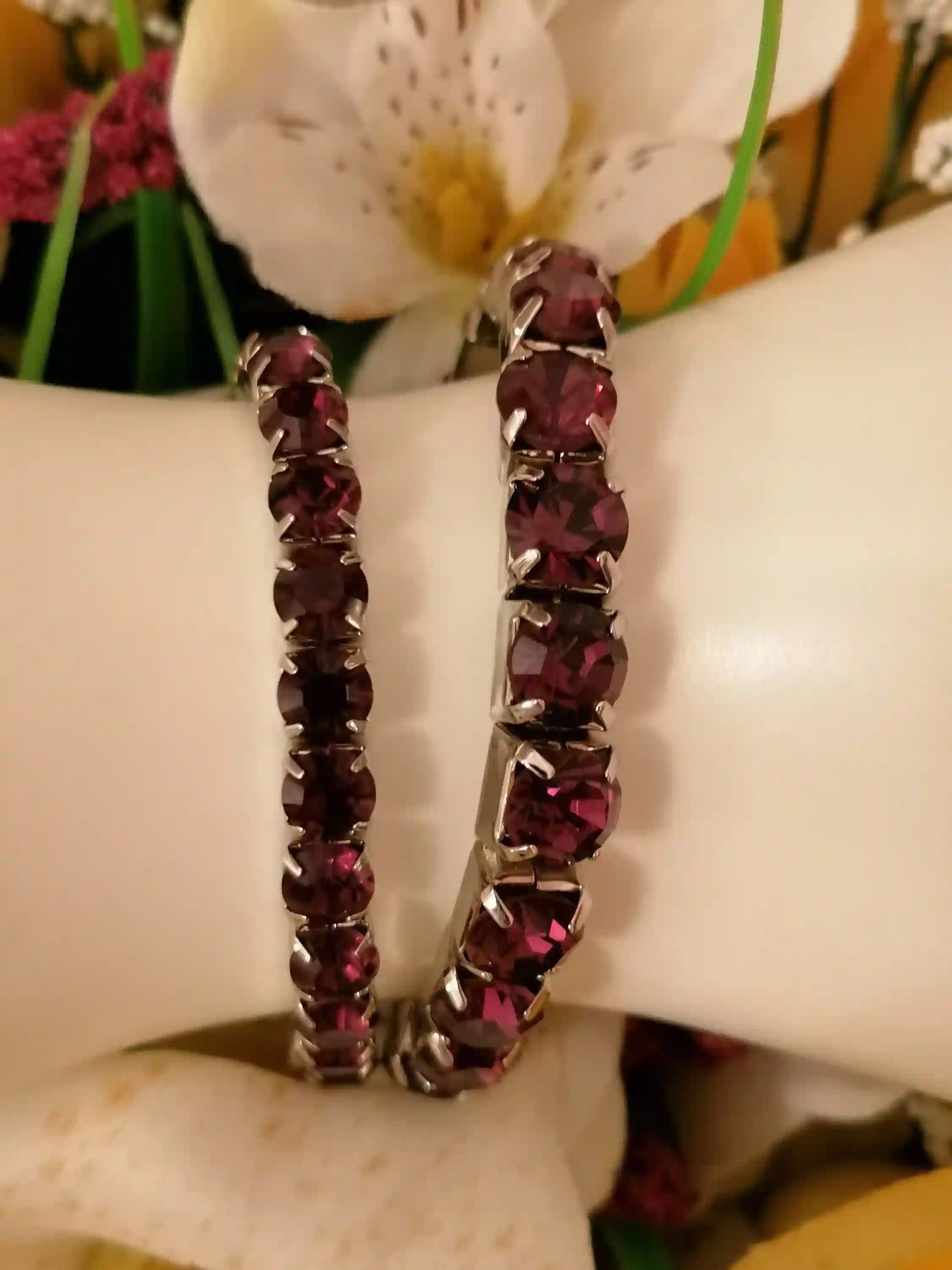 18k White Gold Amethyst 79.2ct Tennis Bracelet/Tennis bracelet Amethyst Jewelry Gifts for wife mom/Gemstone Bracelet Gift for Women 