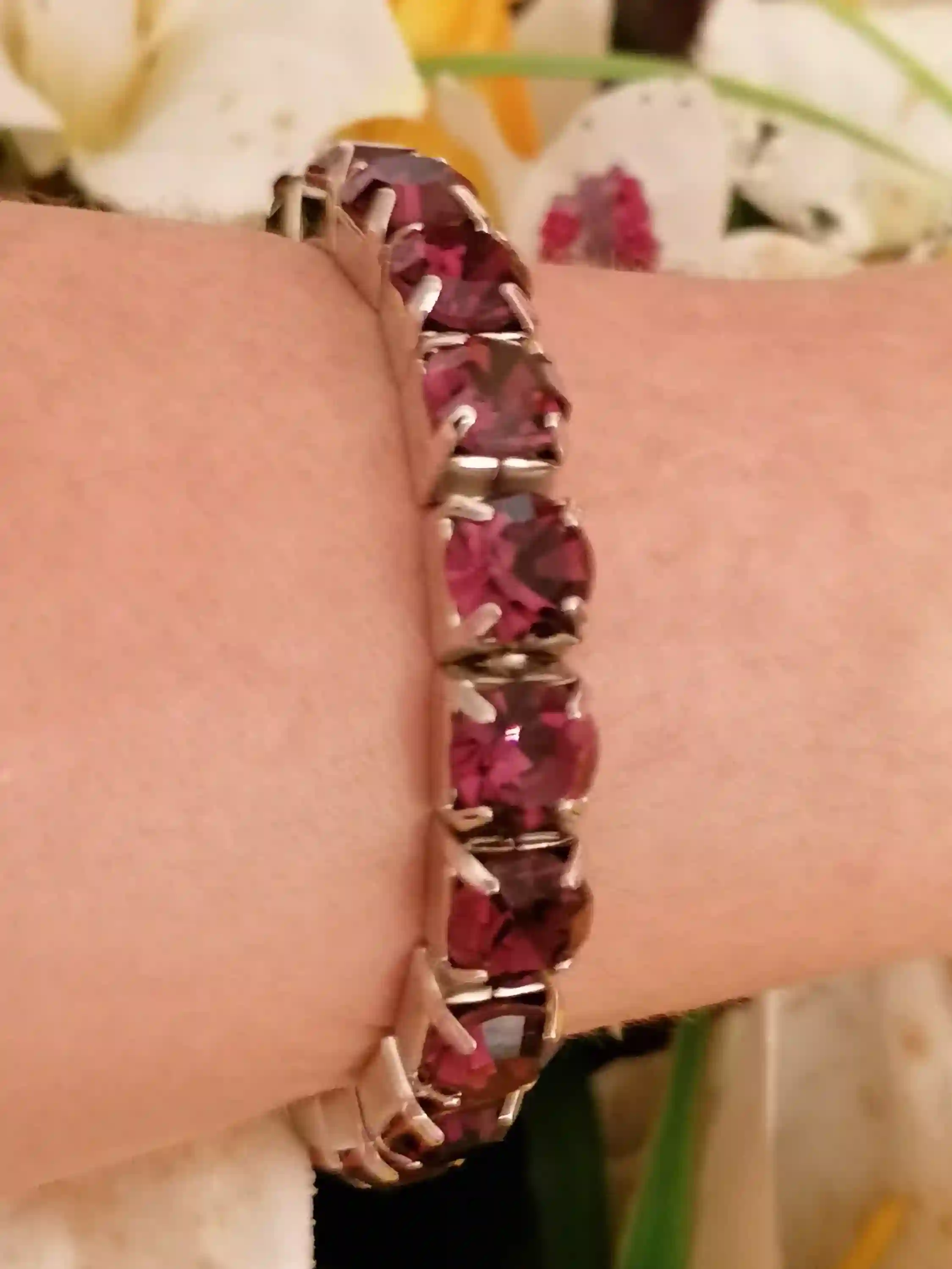 18k White Gold Amethyst 79.2ct Tennis Bracelet/Tennis bracelet Amethyst Jewelry Gifts for wife mom/Gemstone Bracelet Gift for Women 